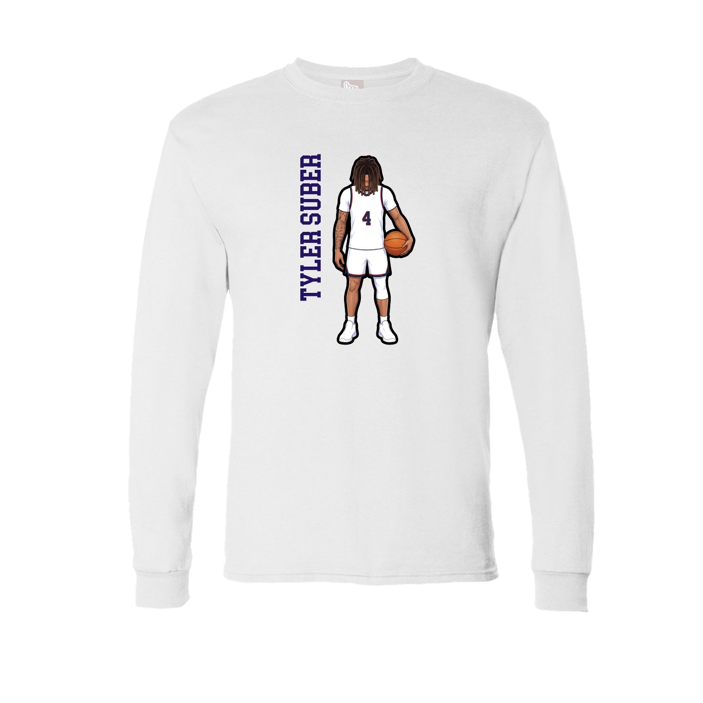 Long Sleeve Tee — Name Vertical in White