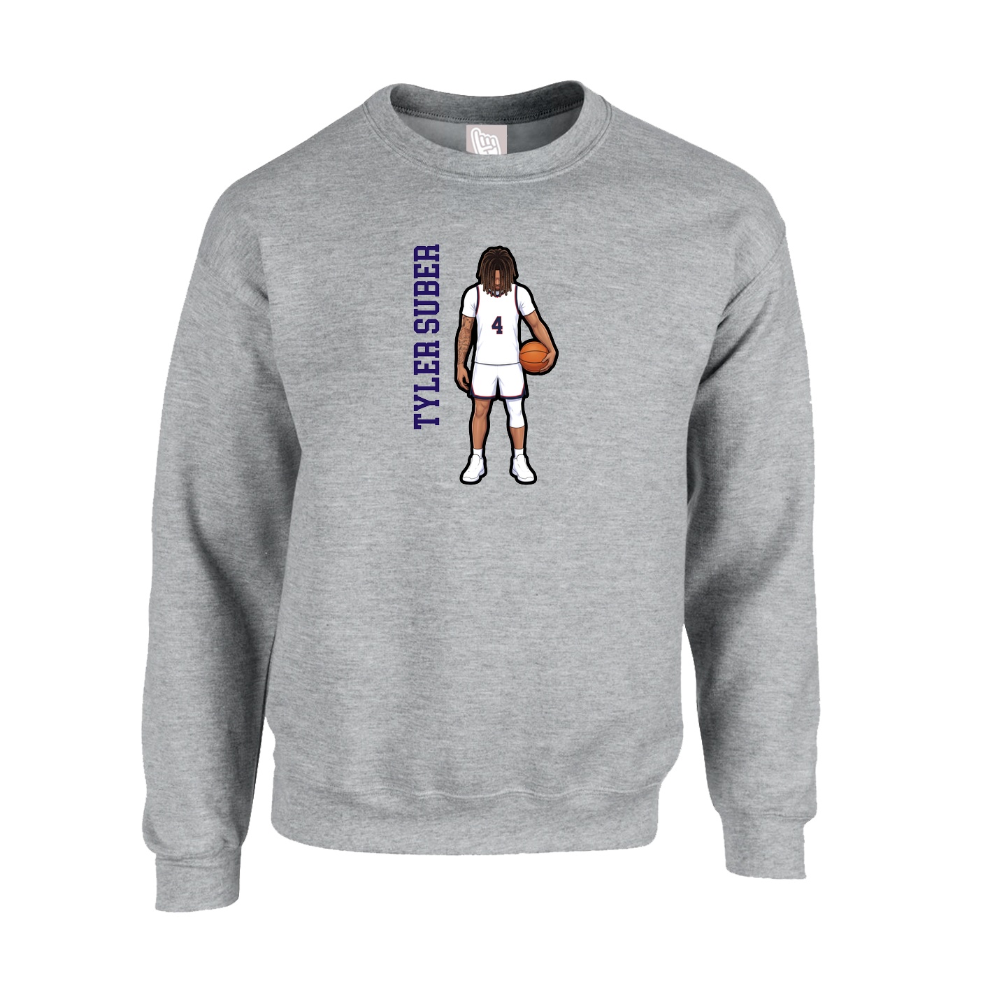 Fleece Crew — Name Vertical in Grey