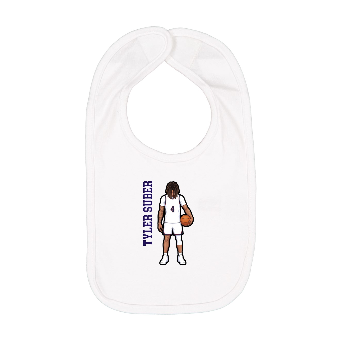Infant Bib — Name Vertical in White