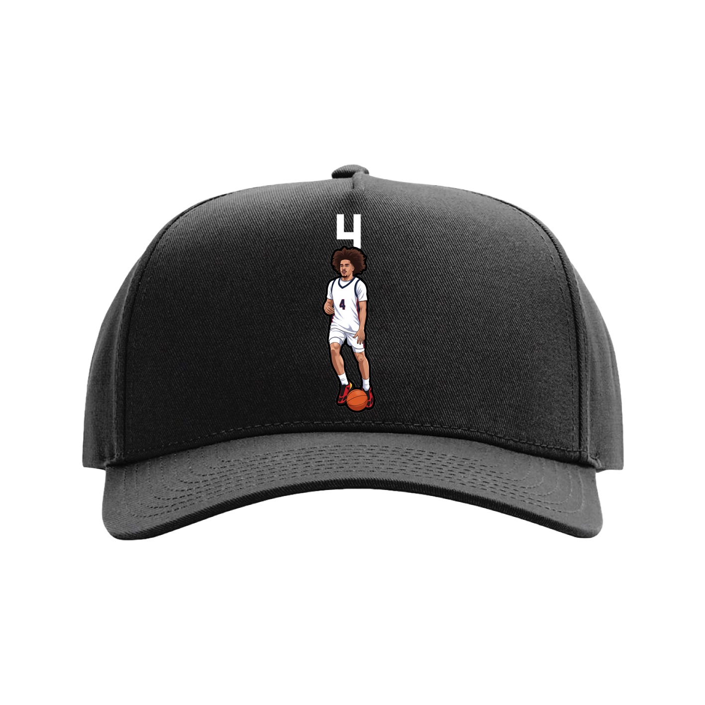Full Fabric Five-Panel Champ Cap — Number Top in Black