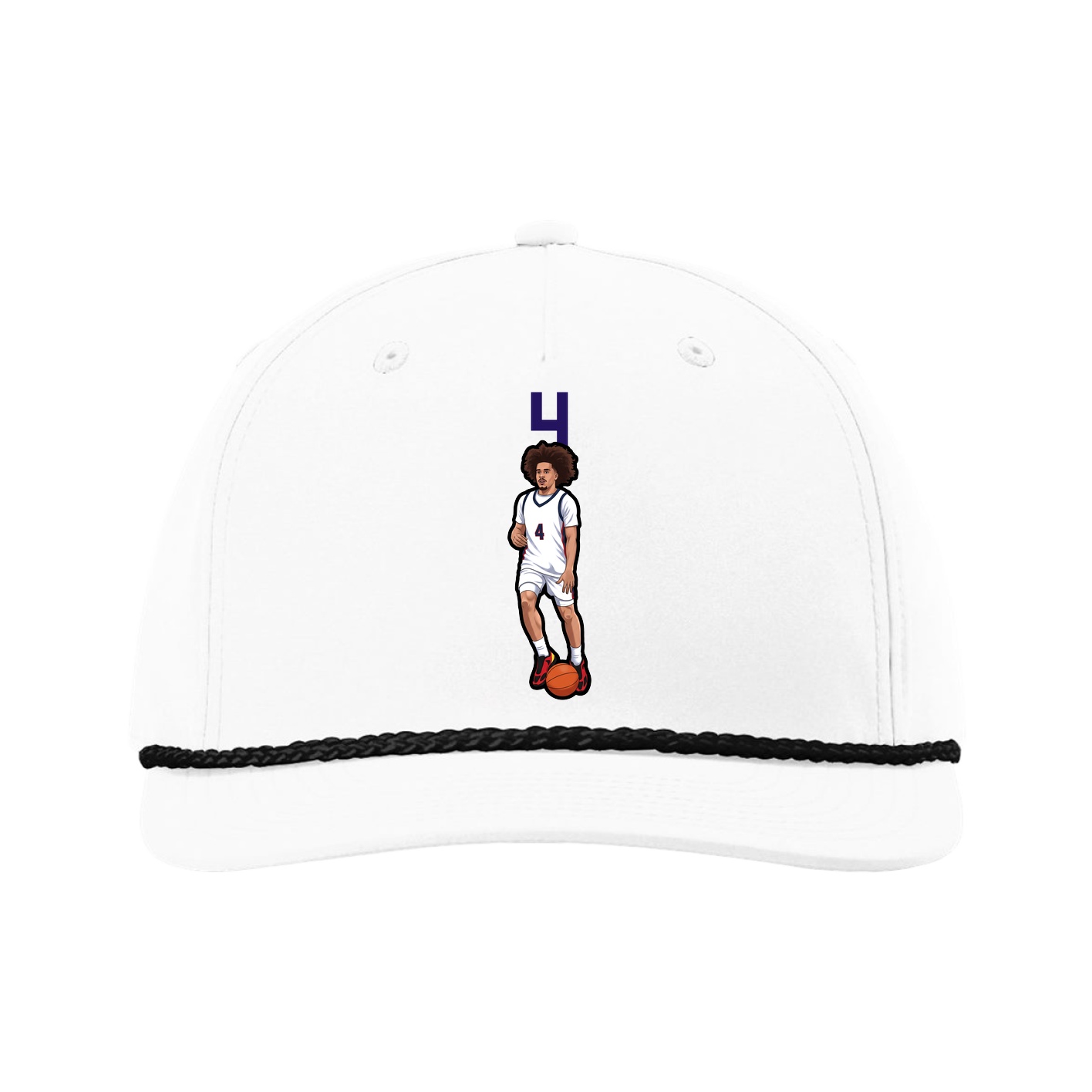 Five-Panel Classic Rope Cap — Number Top in White