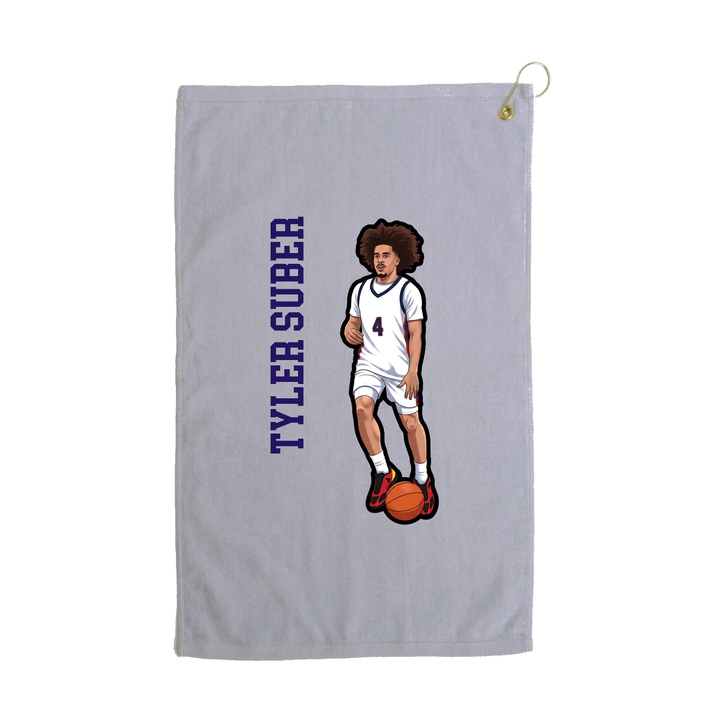 Golf Towel — Name Vertical in Grey