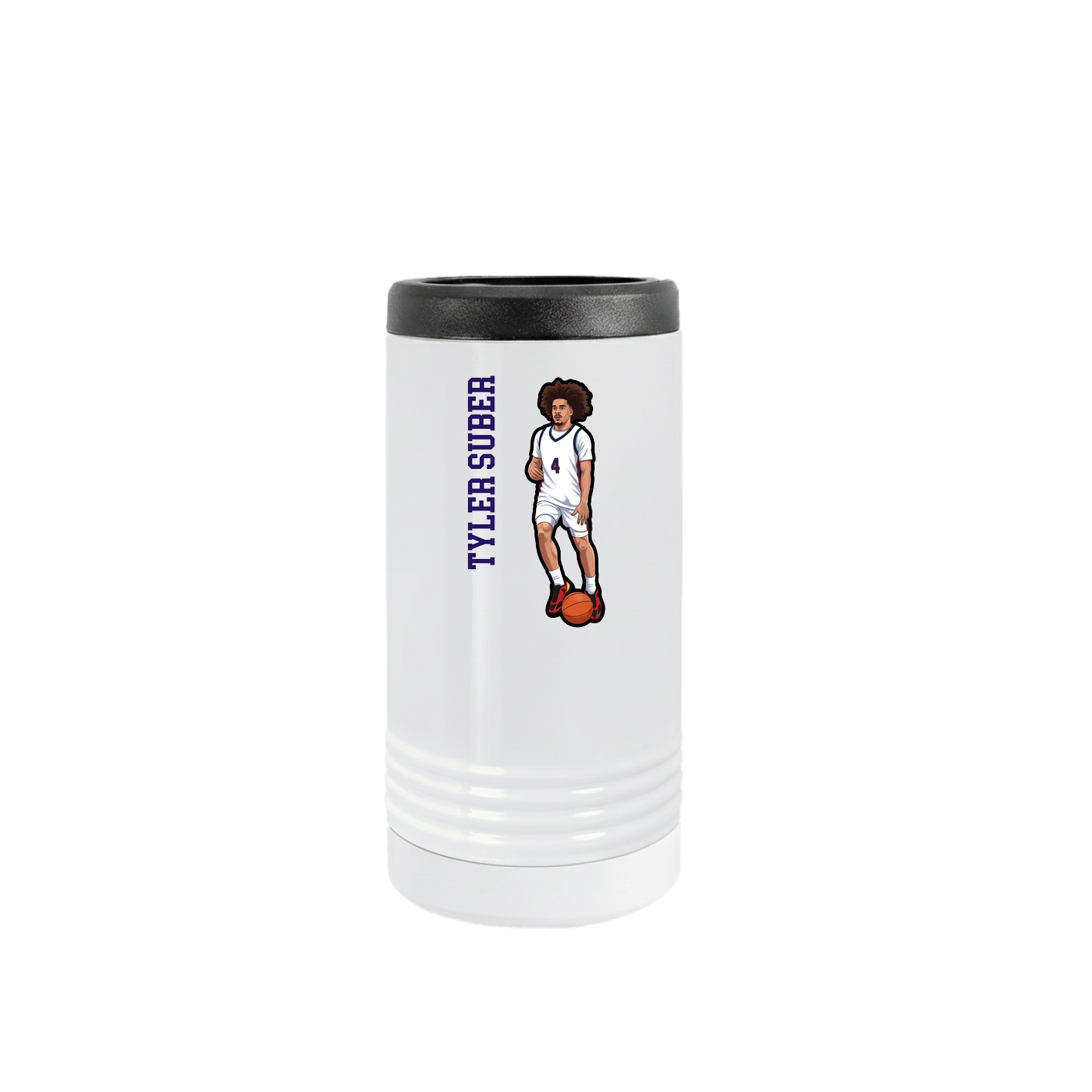 Slim Beverage Holder — Name Vertical in White