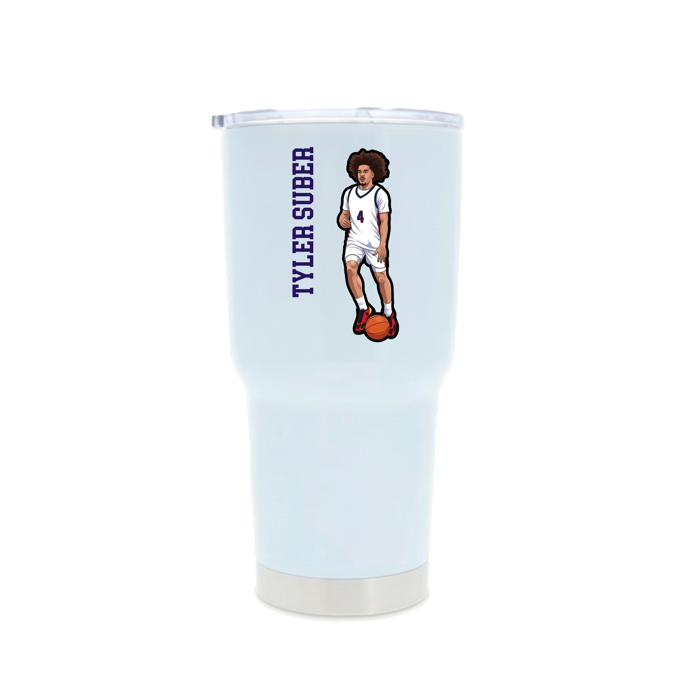 30oz Stainless Steel Tumbler — Name Vertical in White