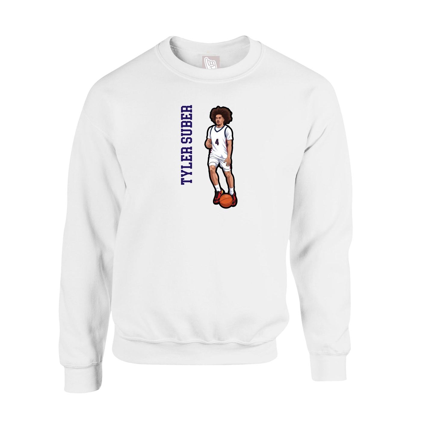 Fleece Crew — Name Vertical in White