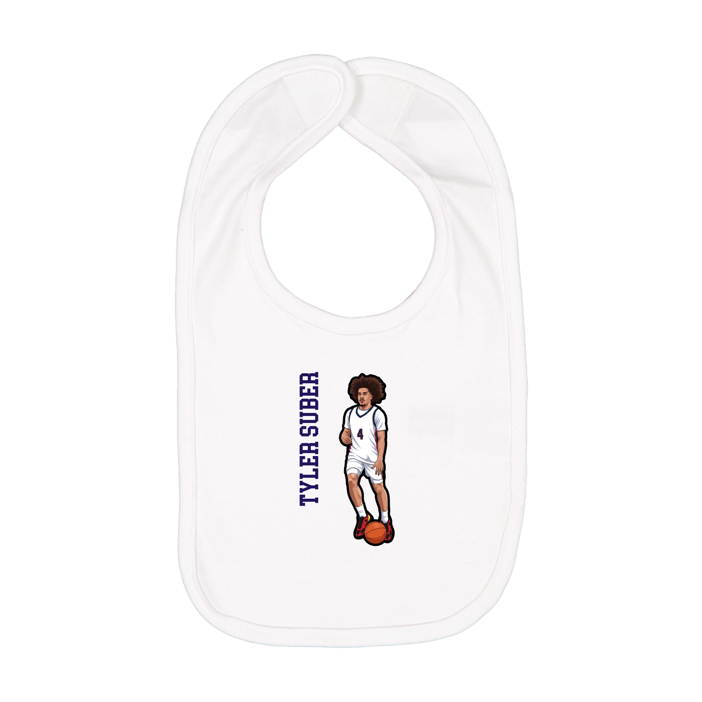 Infant Bib — Name Vertical in White