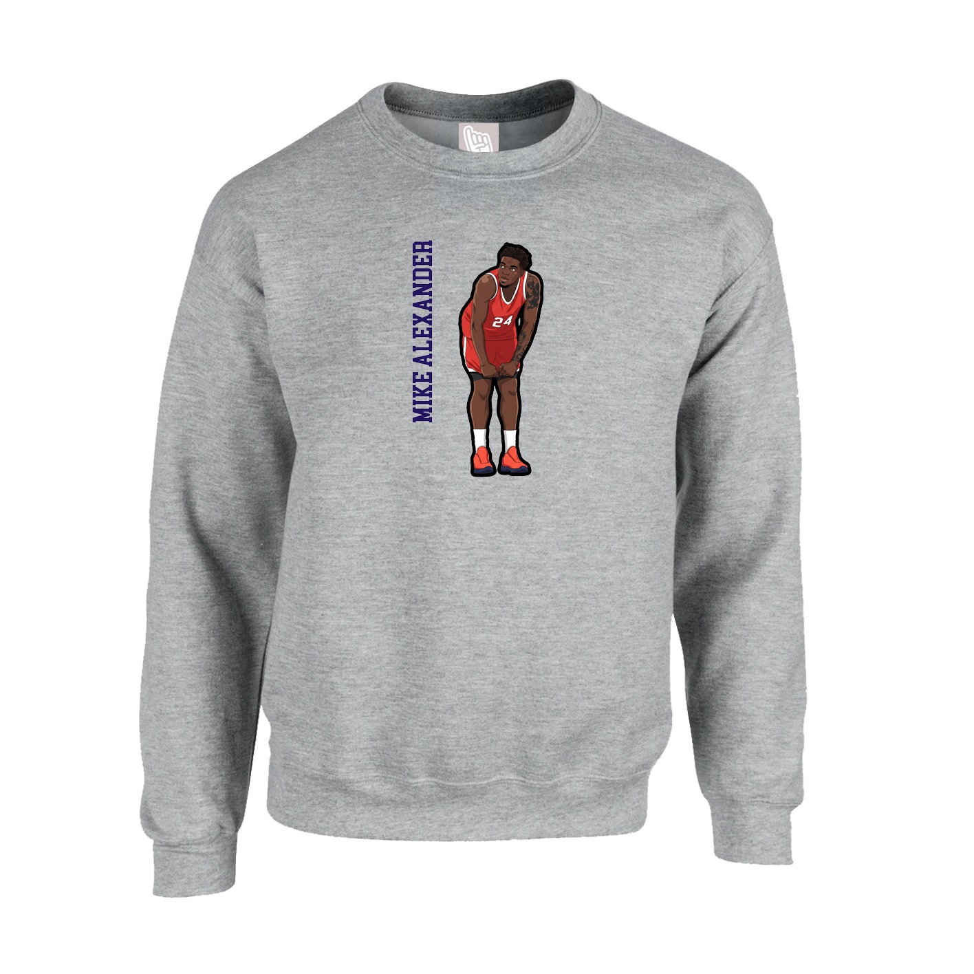 Fleece Crew — Name Vertical in Grey