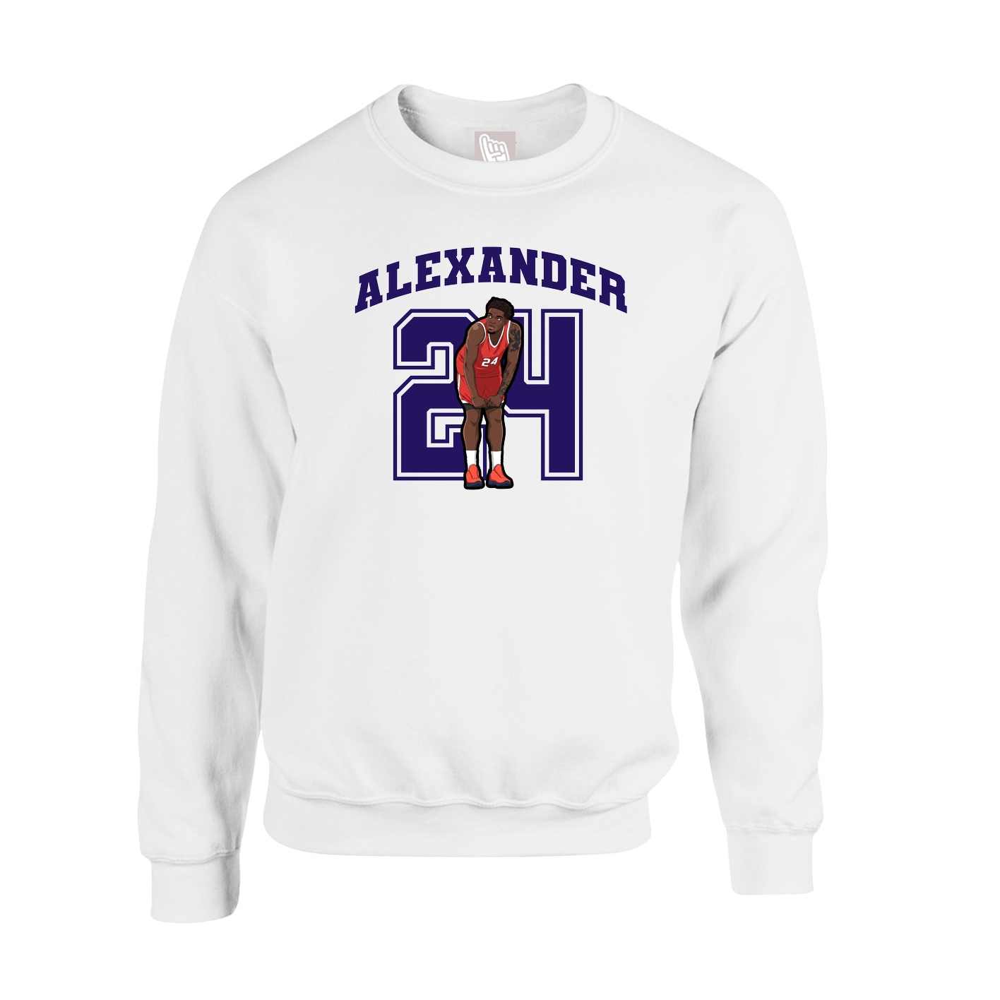 Fleece Crew — Number in White