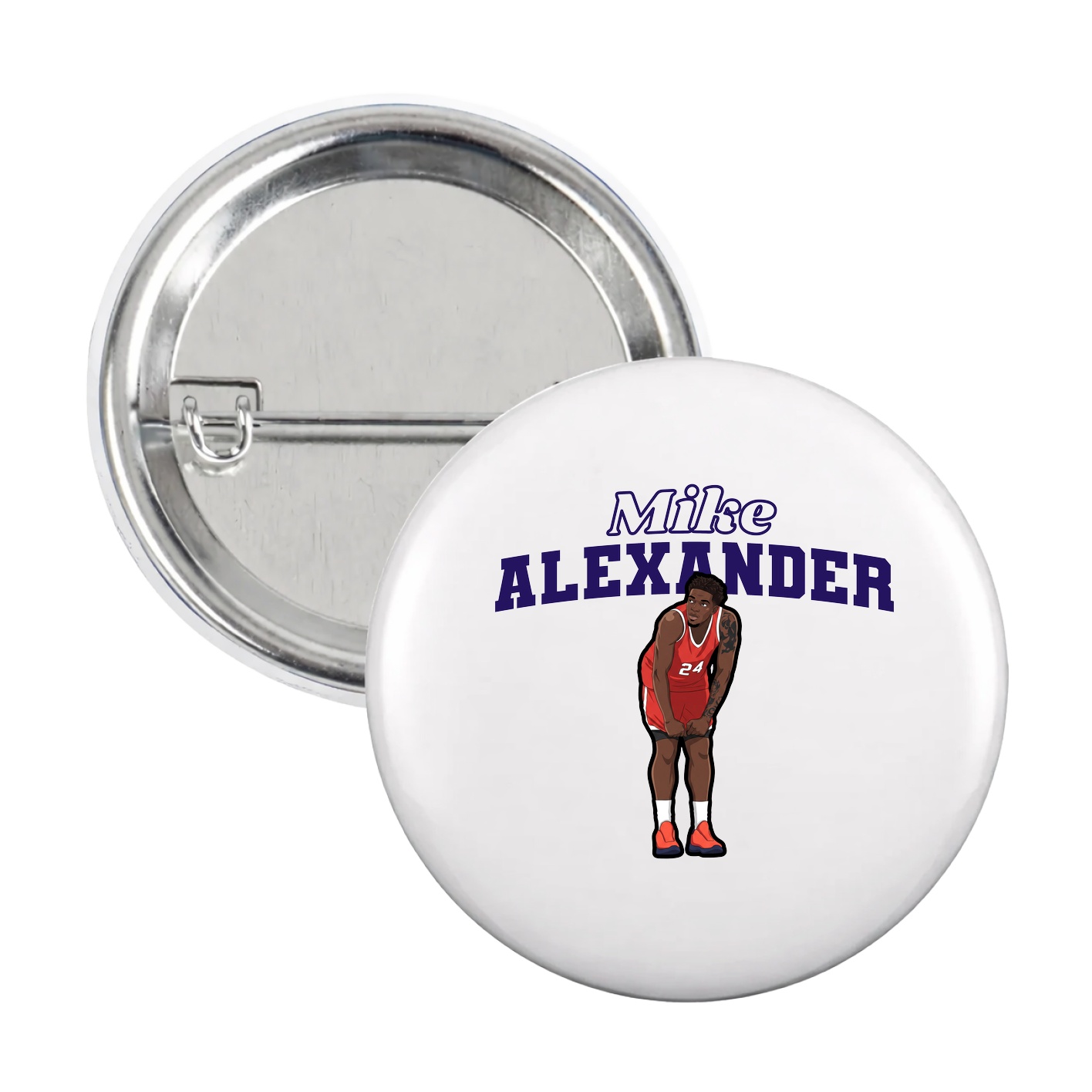 Game Day Button — Name Arch in White