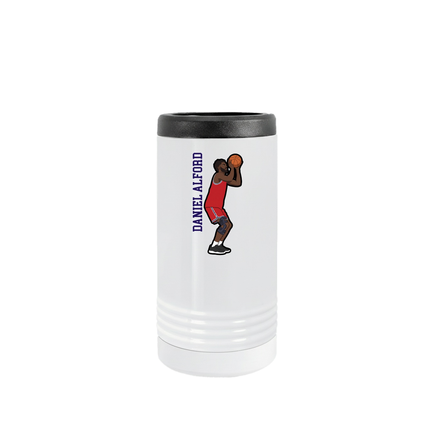Slim Beverage Holder — Name Vertical in White