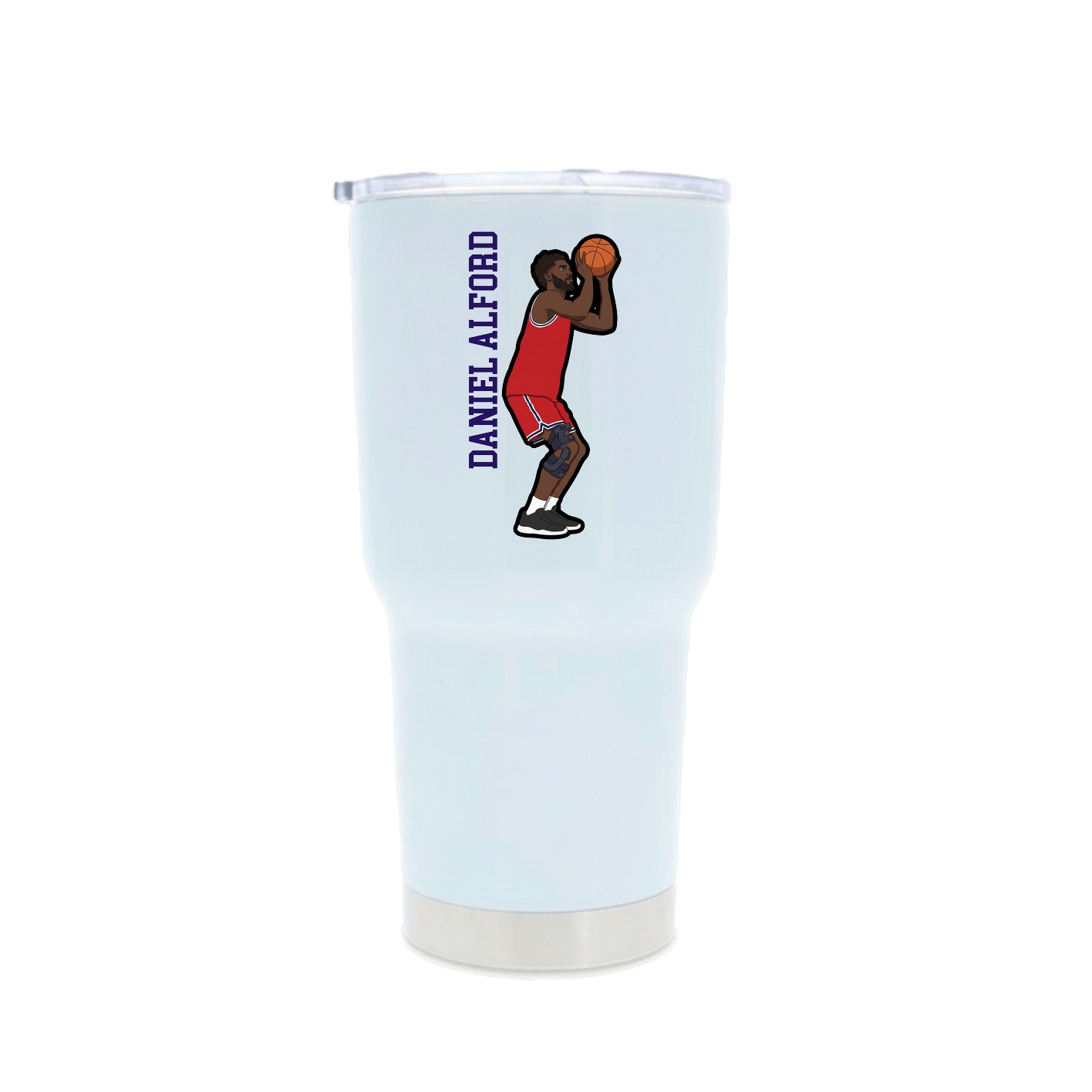 30oz Stainless Steel Tumbler — Name Vertical in White