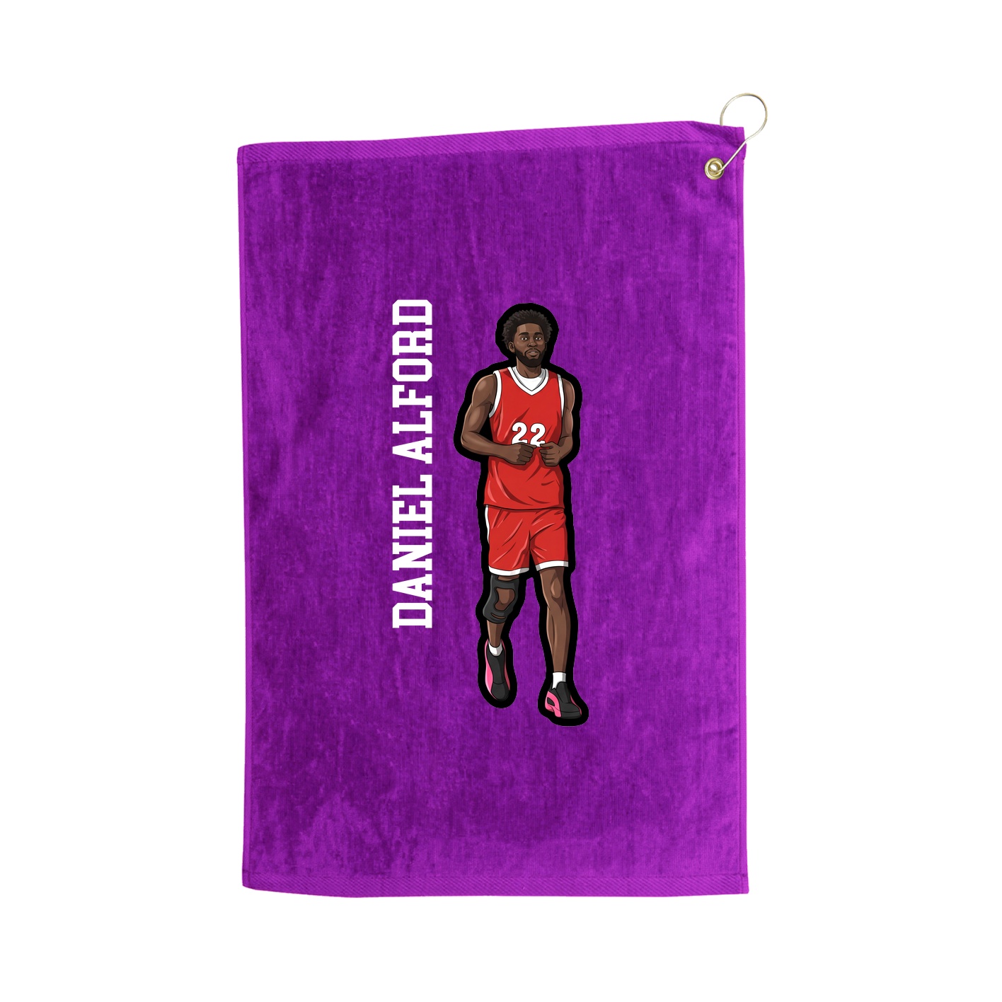 Golf Towel — Name Vertical in Purple