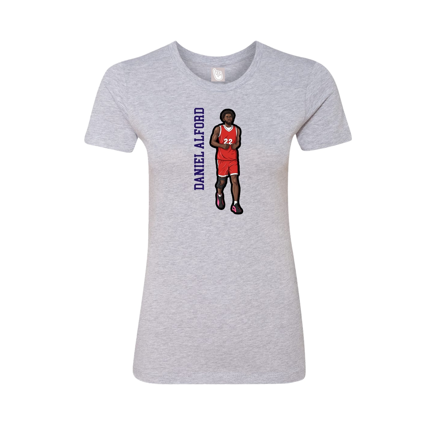 Fitted Women's Tee — Name Vertical in Grey
