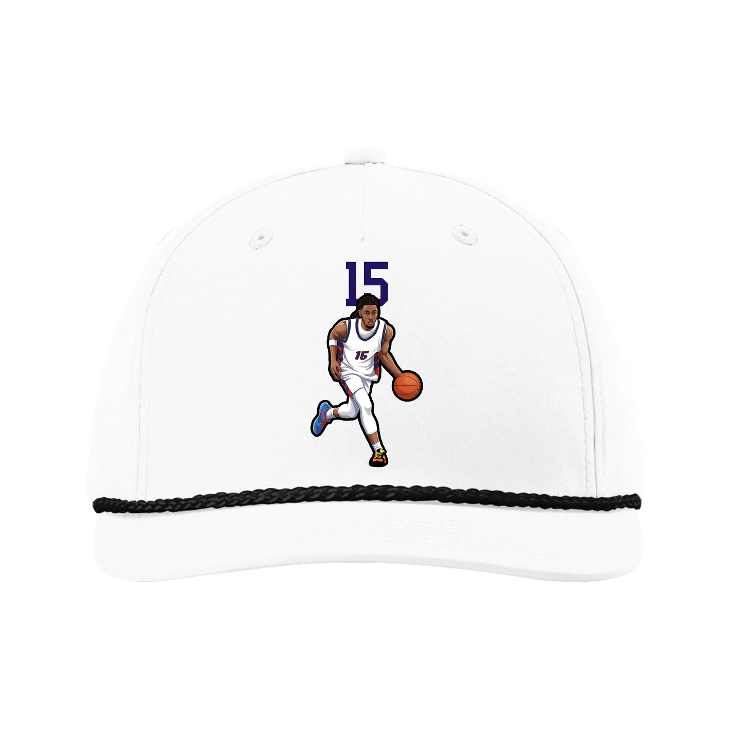 Five-Panel Classic Rope Cap — Number Top in White