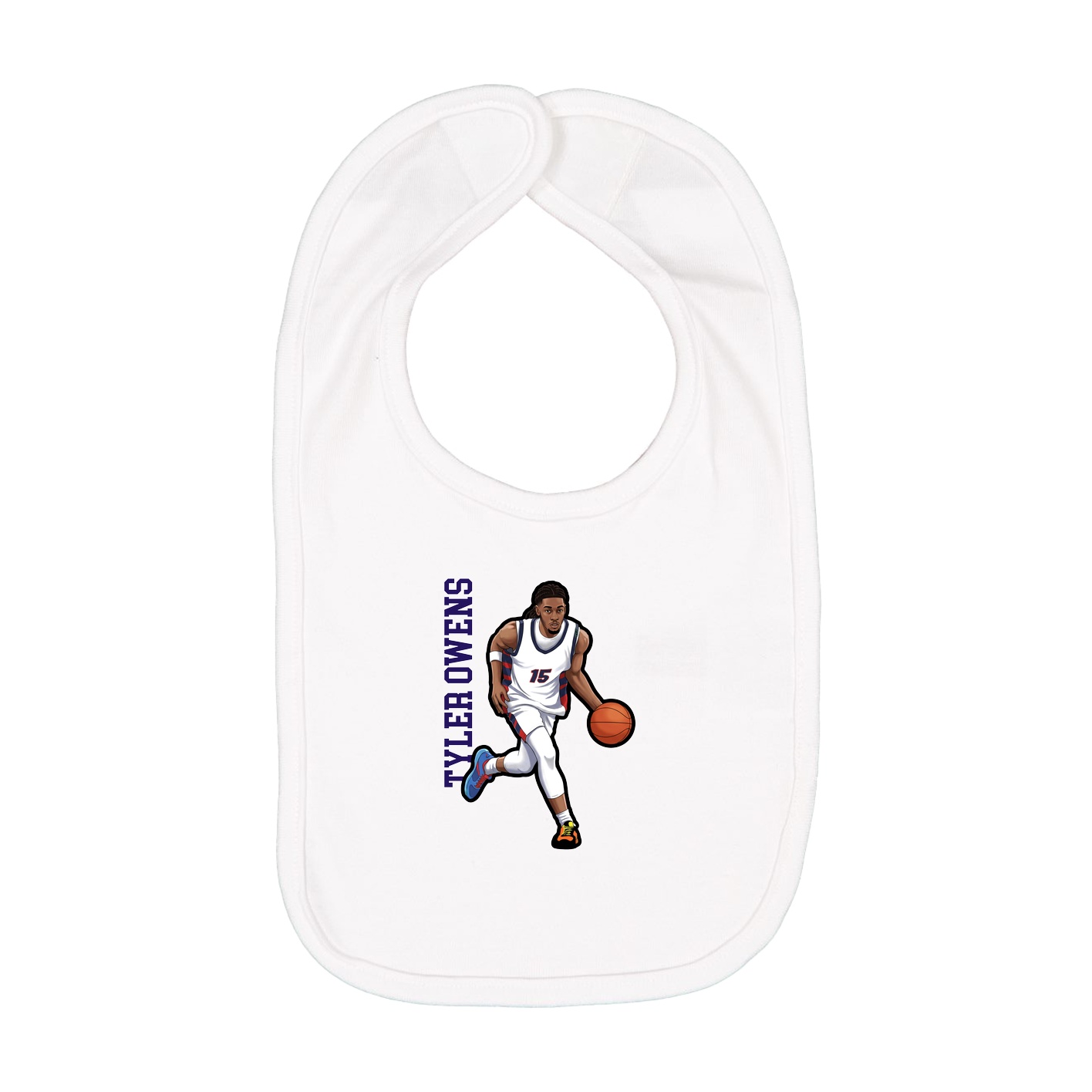 Infant Bib — Name Vertical in White