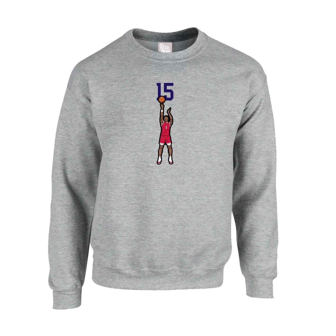 Fleece Crew — Number Top in Grey