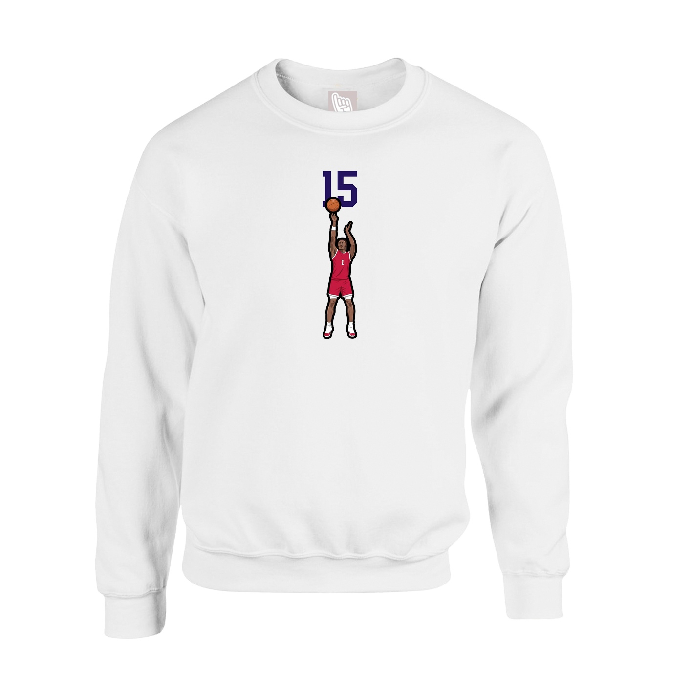 Fleece Crew — Number Top in White