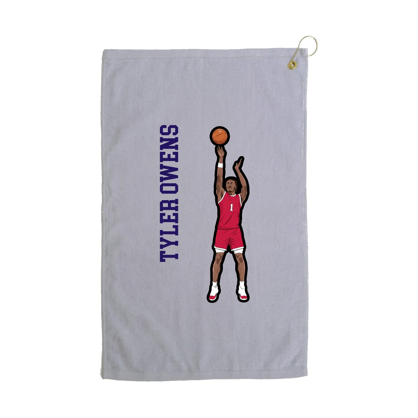 Golf Towel — Name Vertical in Grey