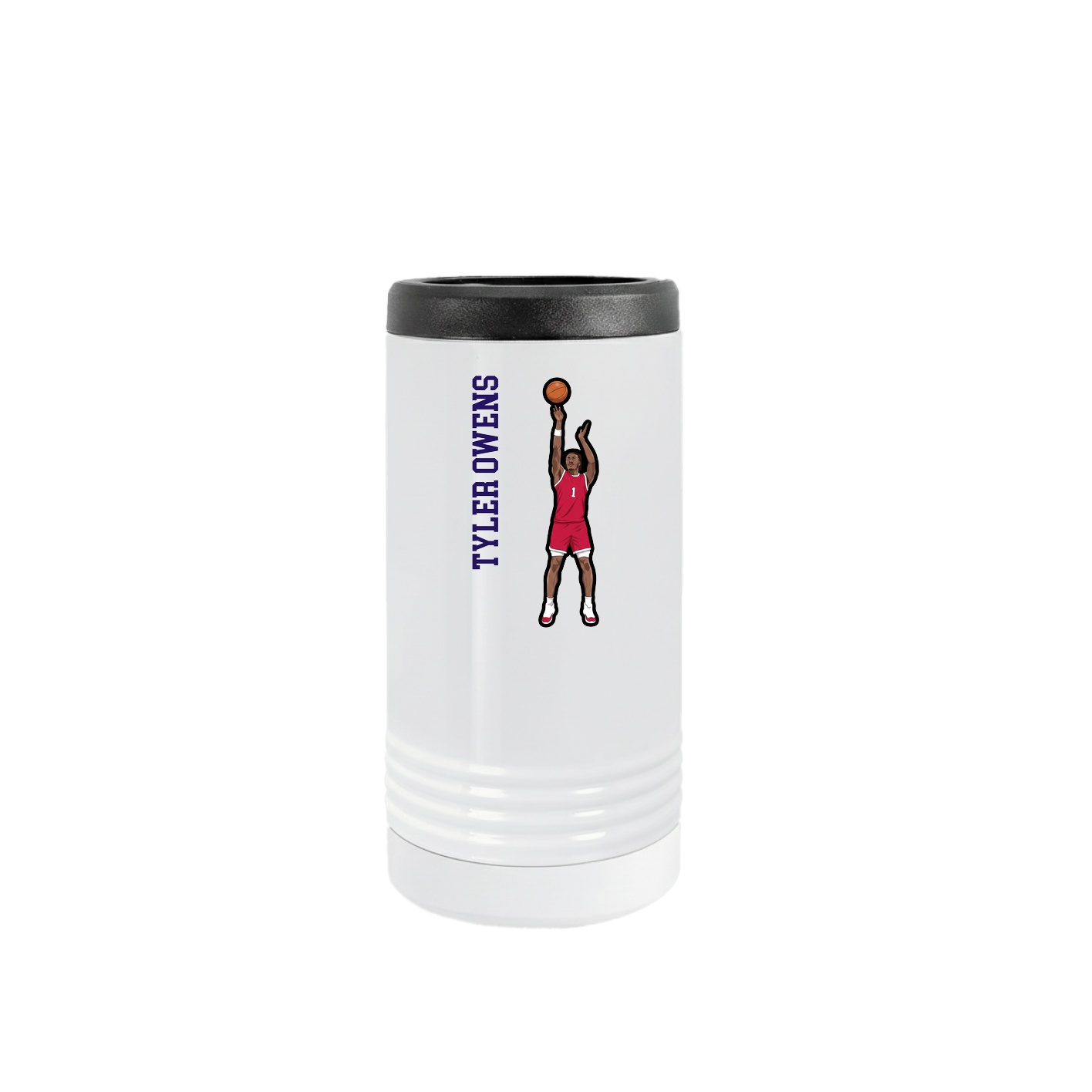 Slim Beverage Holder — Name Vertical in White