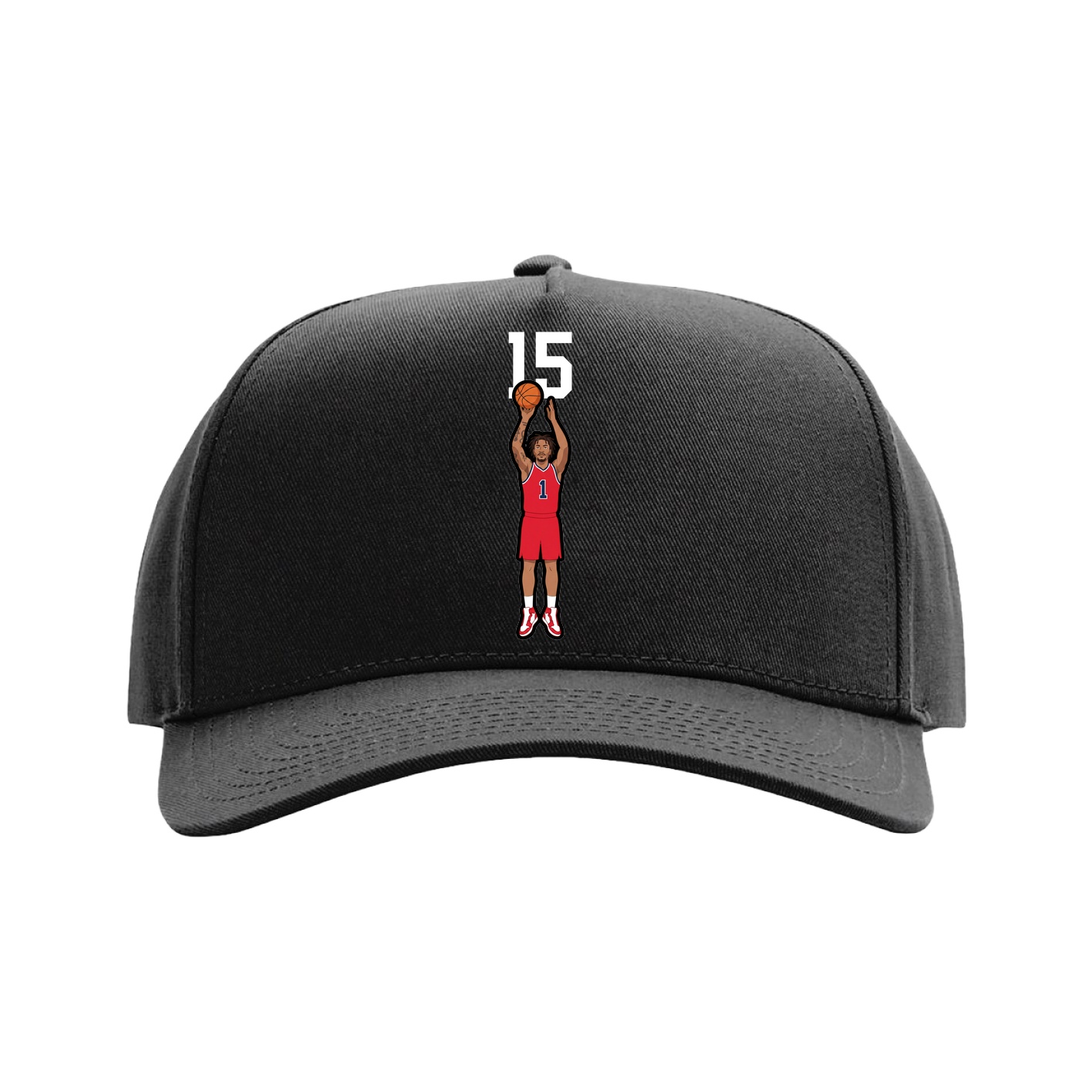 Full Fabric Five-Panel Champ Cap — Number Top in Black