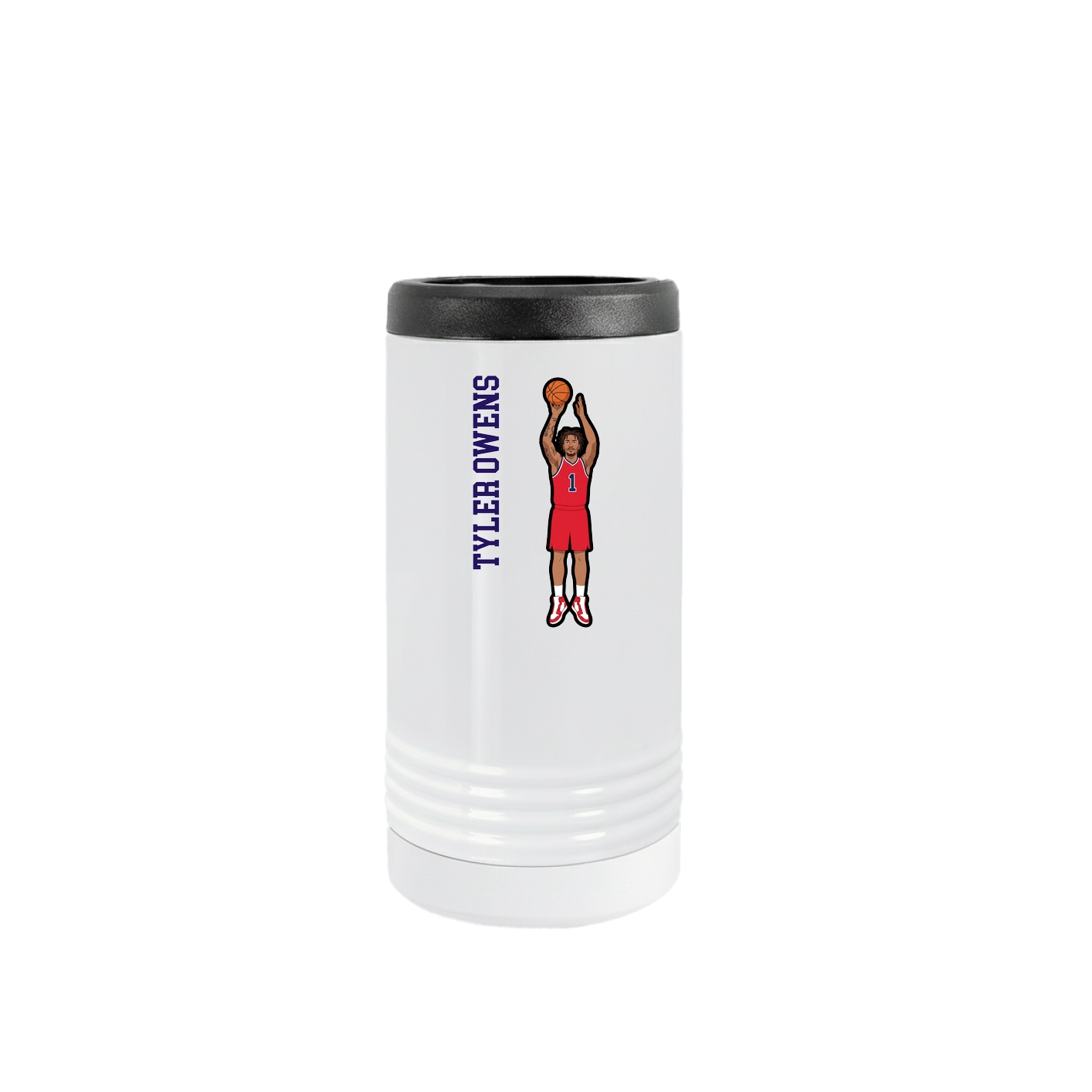 Slim Beverage Holder — Name Vertical in White