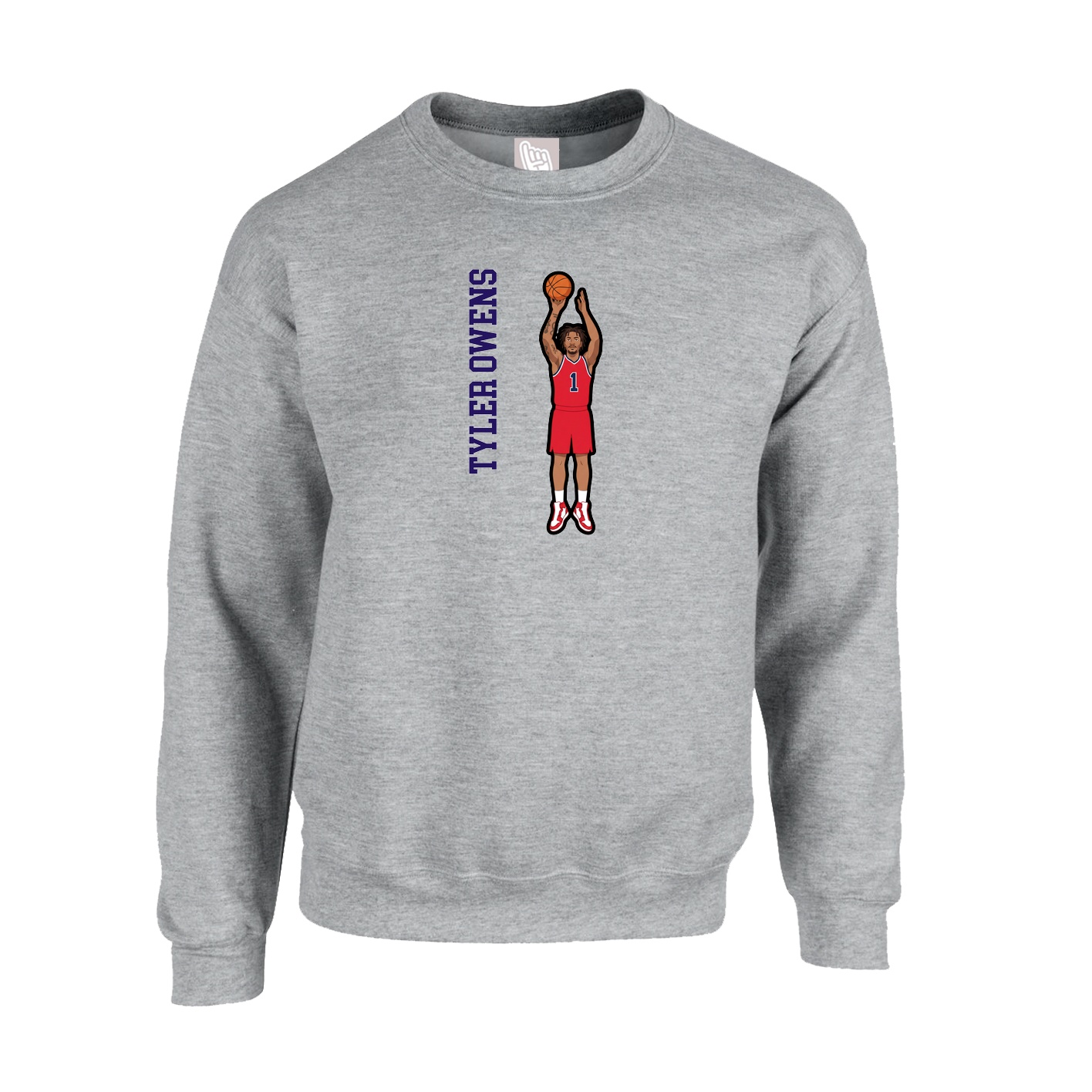 Fleece Crew — Name Vertical in Grey