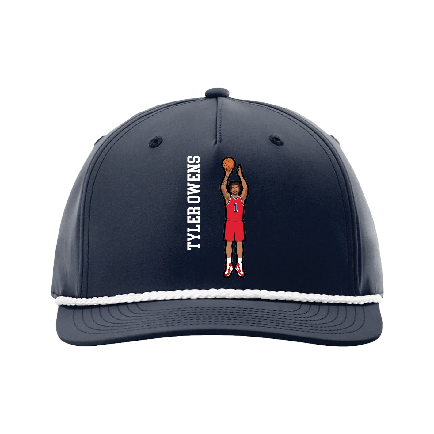 Five-Panel Classic Rope Cap — Name Vertical in Navy