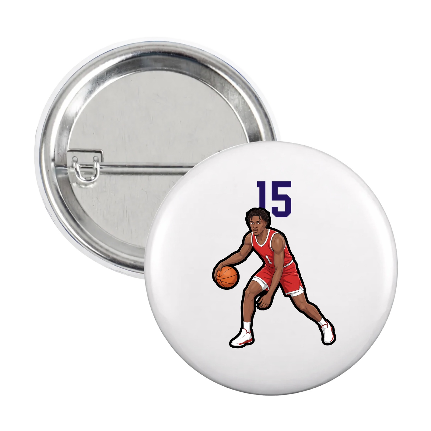 Game Day Button — Number Top in White