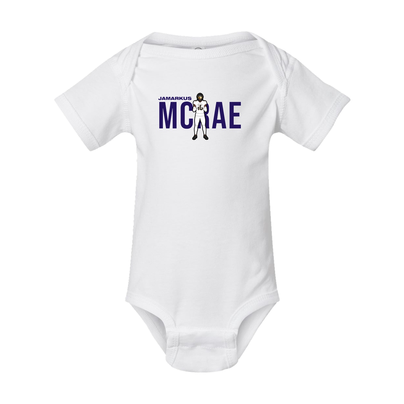 Baby Onesie — Player Name in White