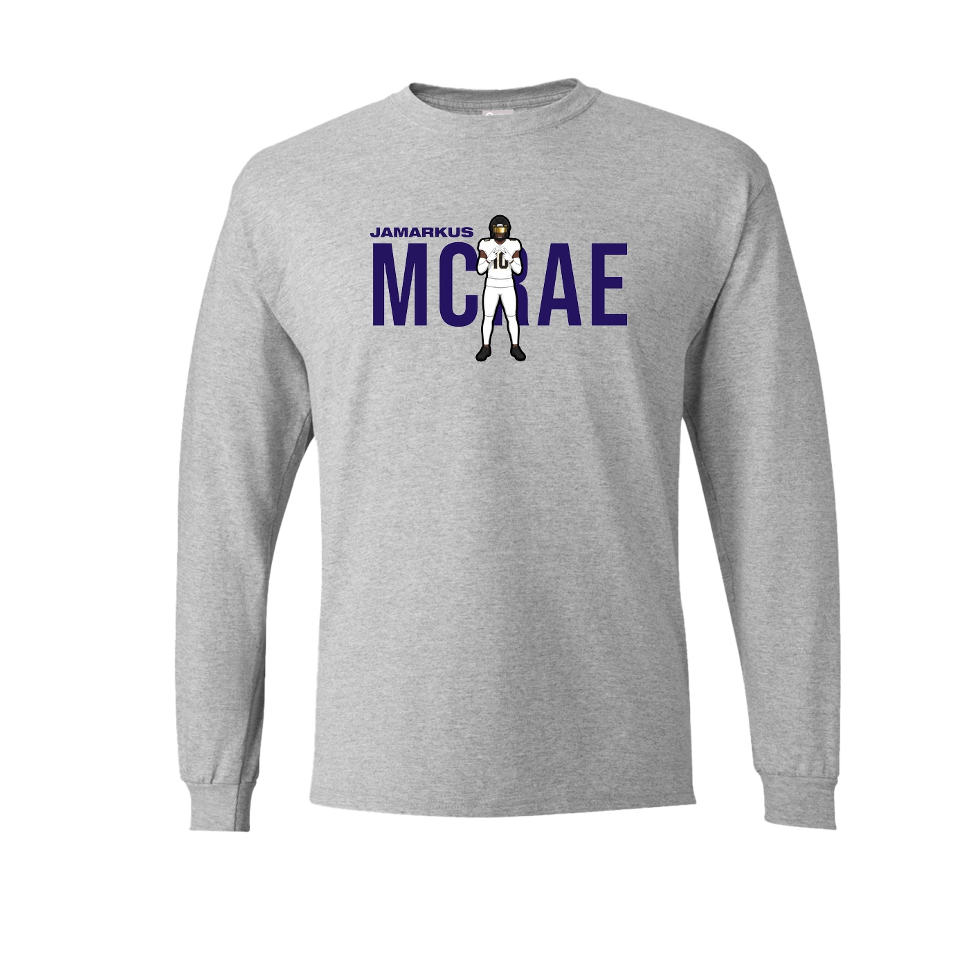 Long Sleeve Tee — Player Name in Grey