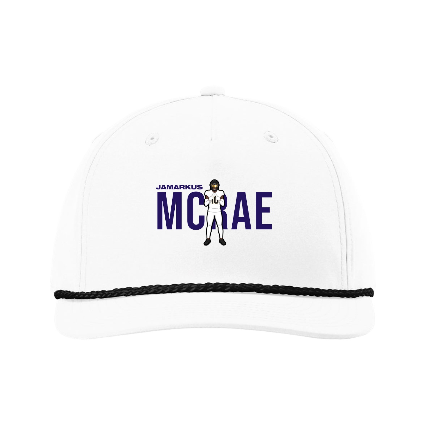 Five-Panel Classic Rope Cap — Player Name in White