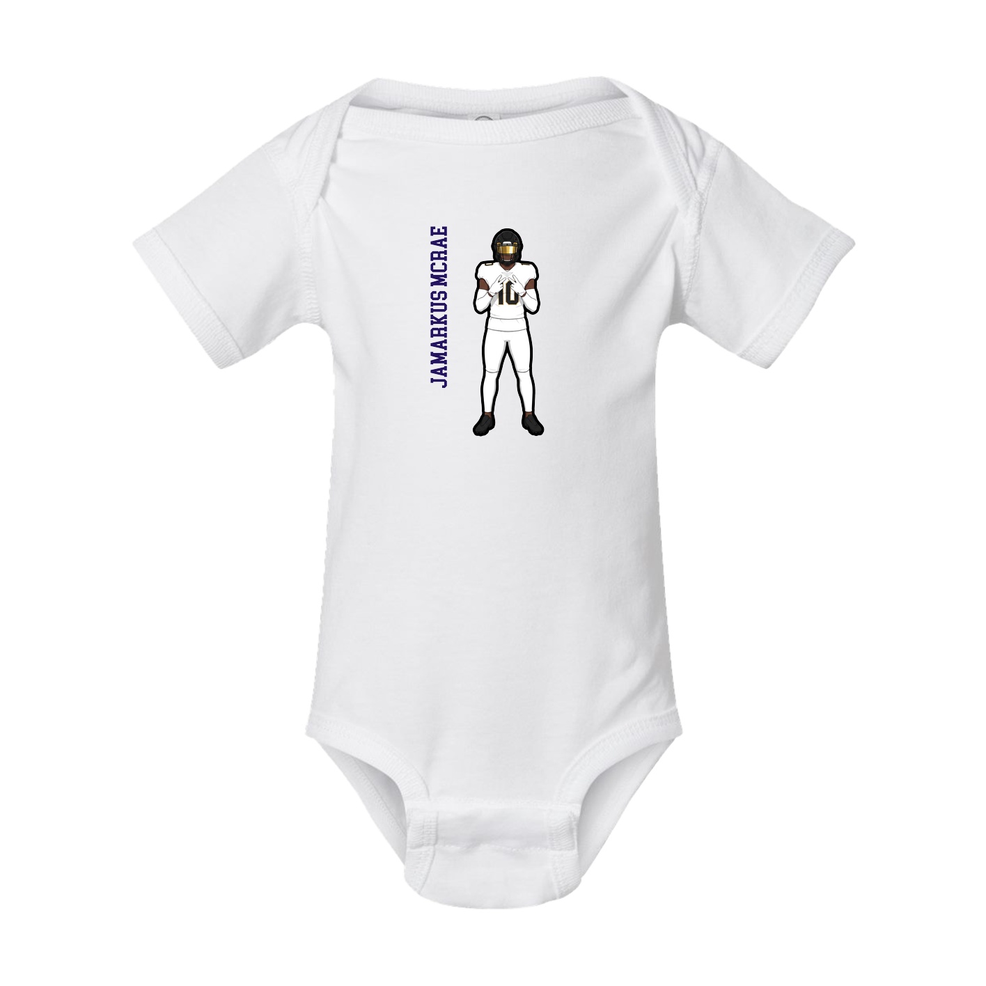 Baby Onesie — Name Vertical in White