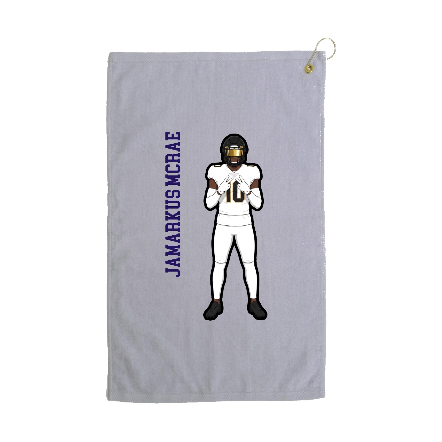 Golf Towel — Name Vertical in Grey