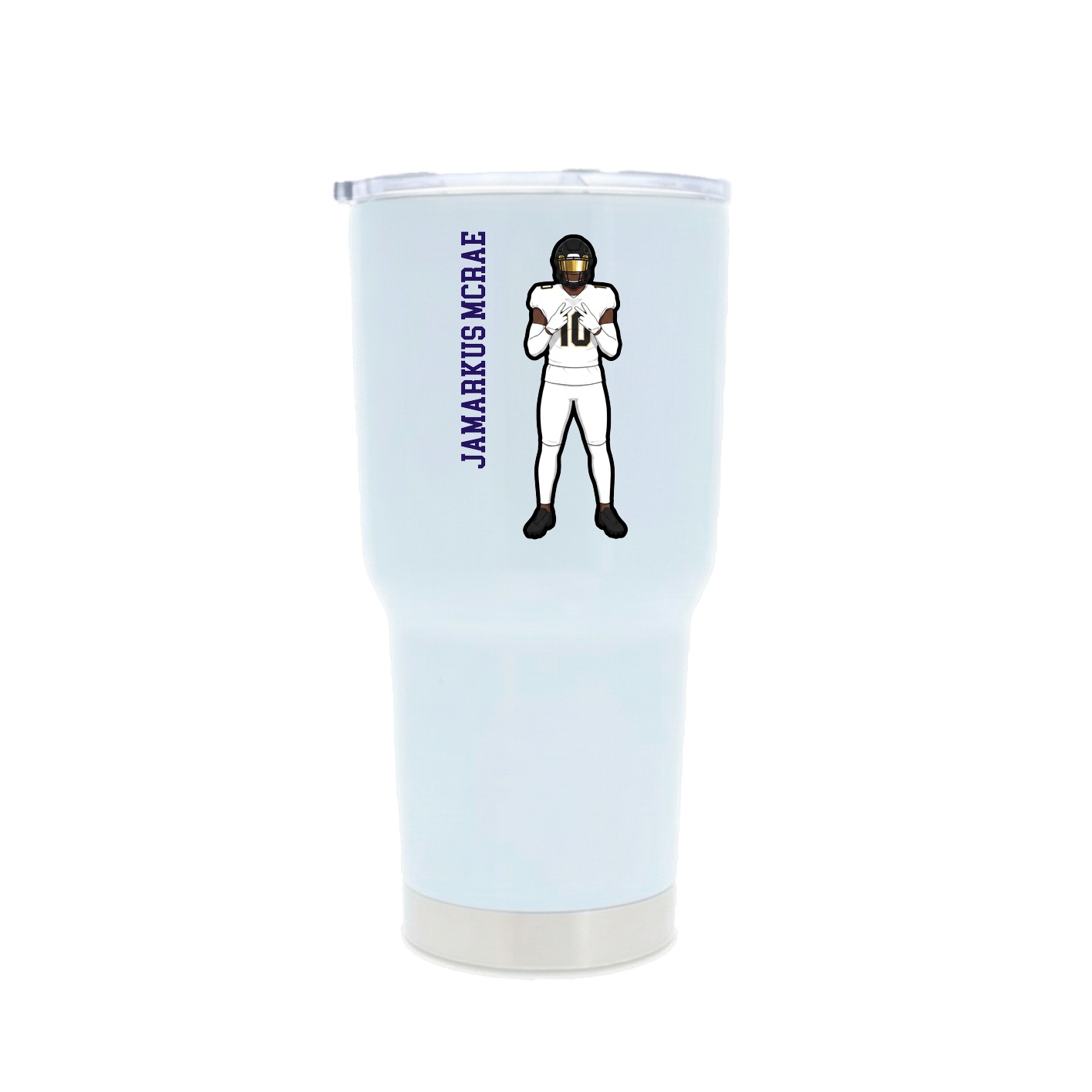 30oz Stainless Steel Tumbler — Name Vertical in White