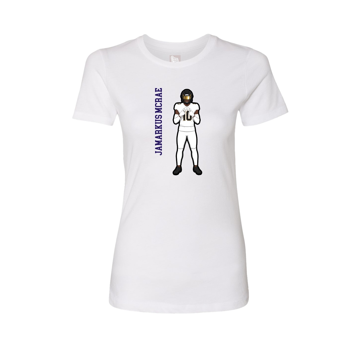 Fitted Women's Tee — Name Vertical in White