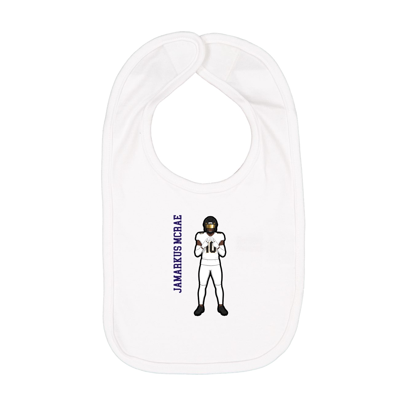 Infant Bib — Name Vertical in White