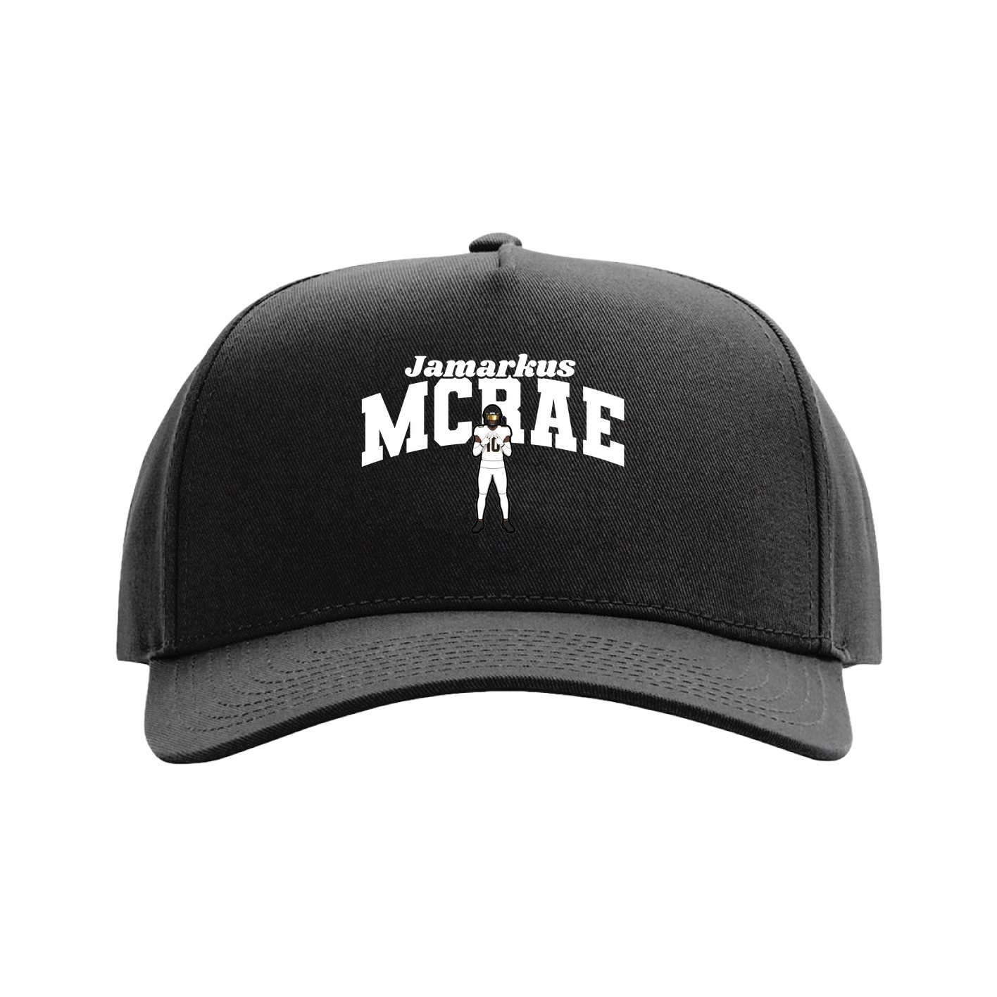 Full Fabric Five-Panel Champ Cap — Signature Arch in Black