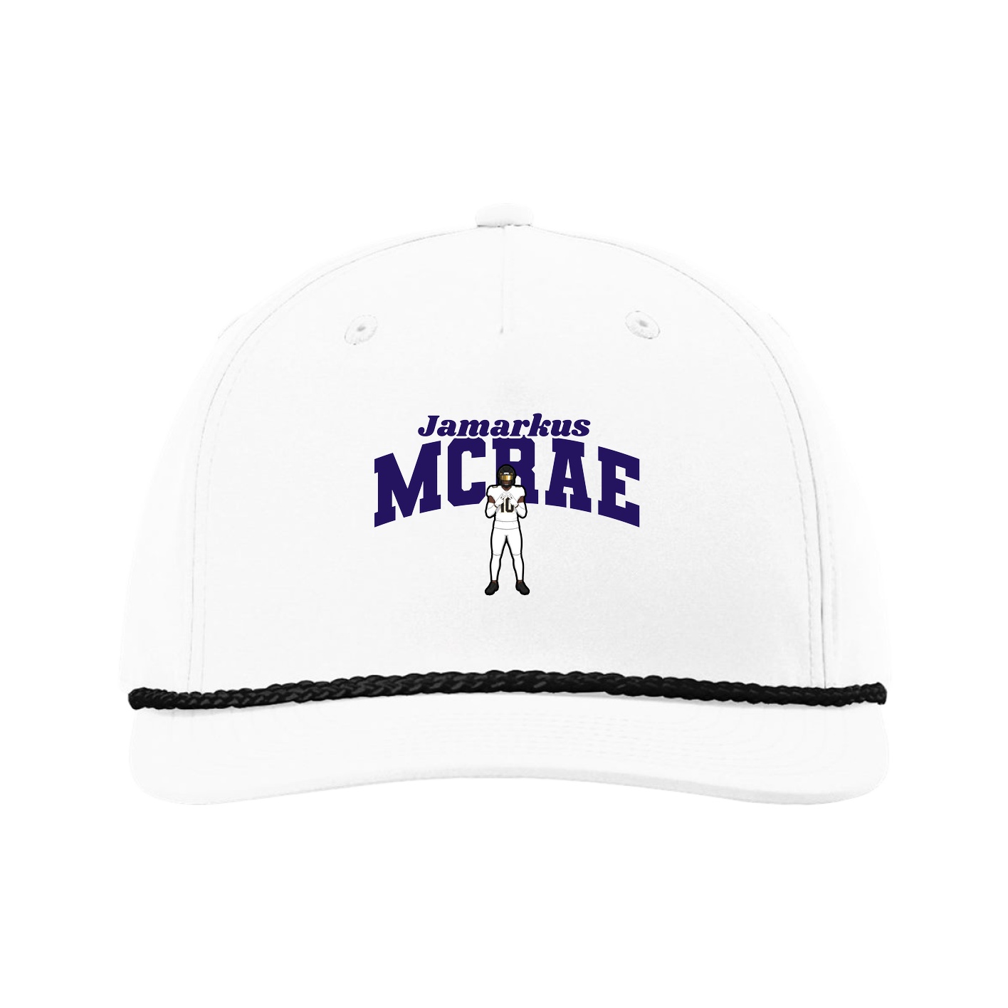 Five-Panel Classic Rope Cap — Signature Arch in White
