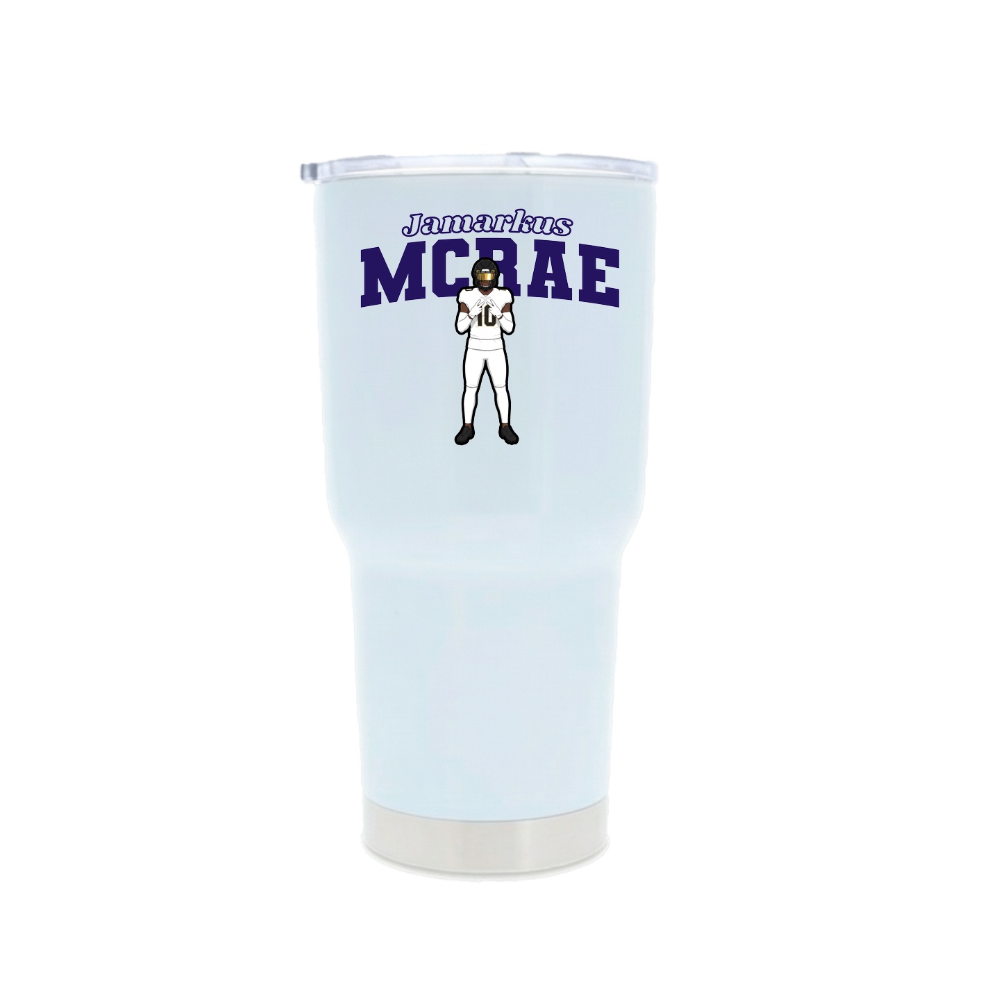 30oz Stainless Steel Tumbler — Name Arch in White