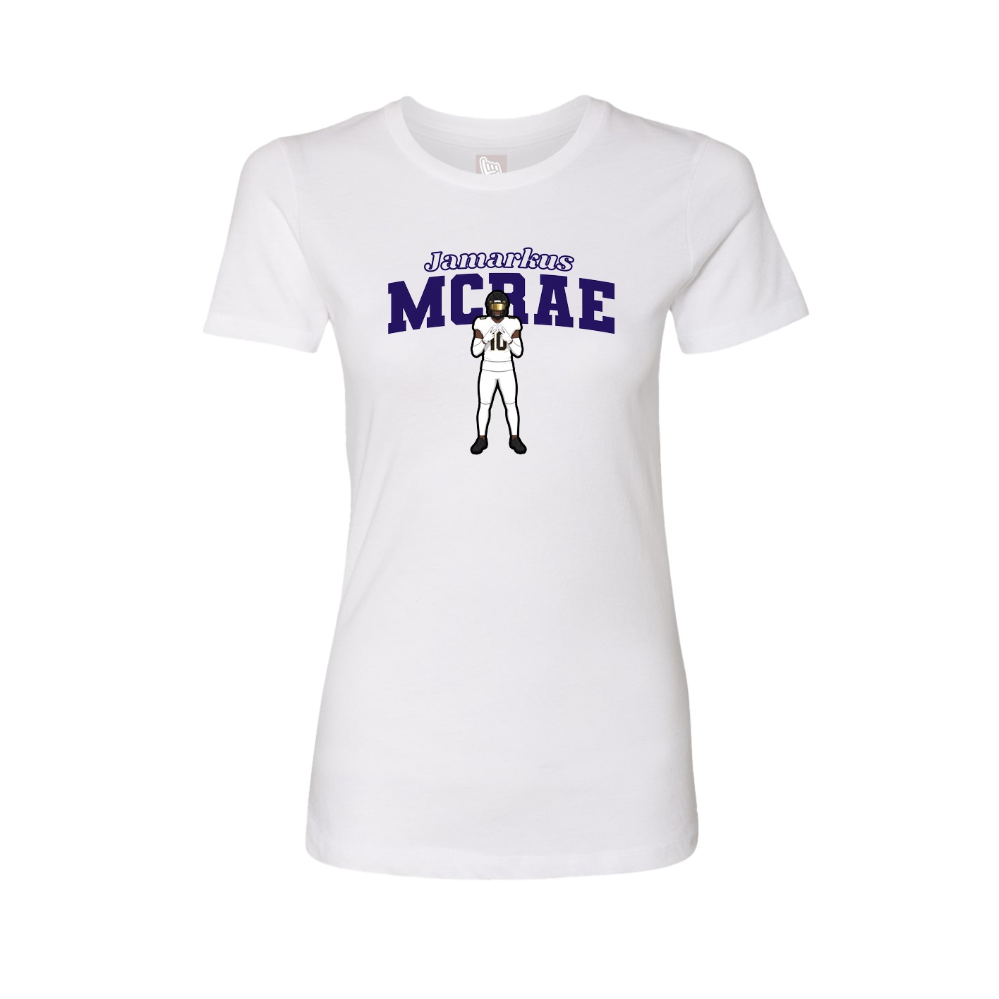 Fitted Women's Tee — Name Arch in White