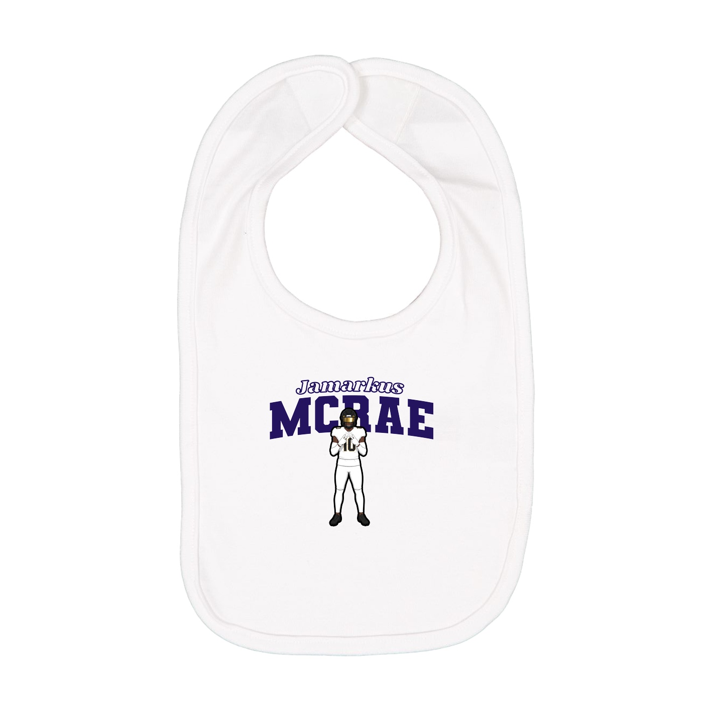 Infant Bib — Name Arch in White