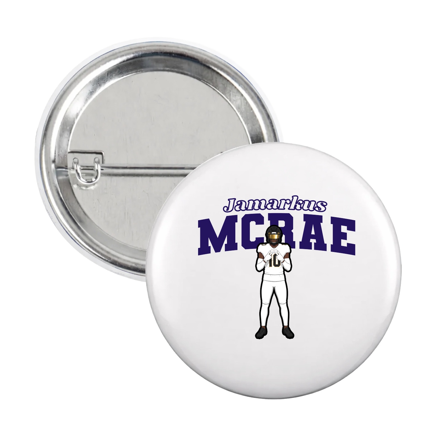 Game Day Button — Name Arch in White