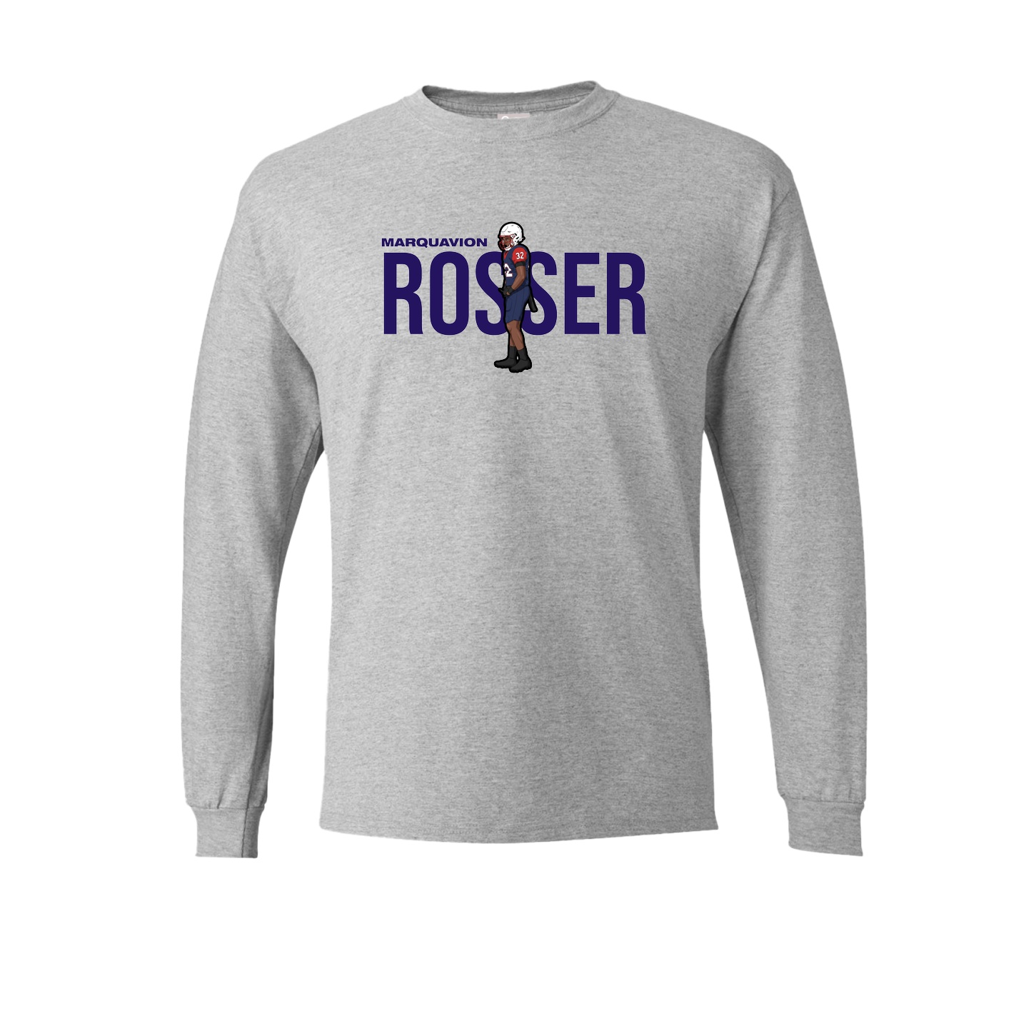 Long Sleeve Tee — Player Name in Grey