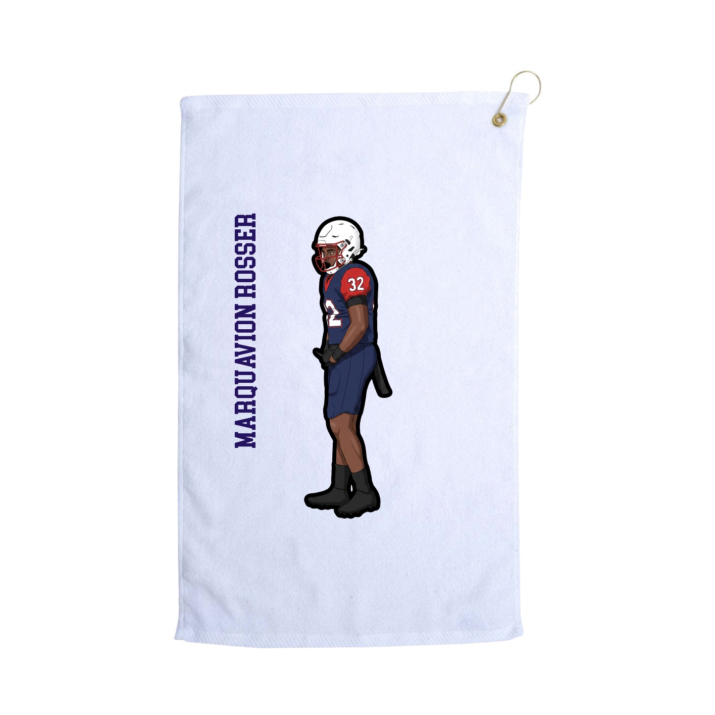 Golf Towel — Name Vertical in White