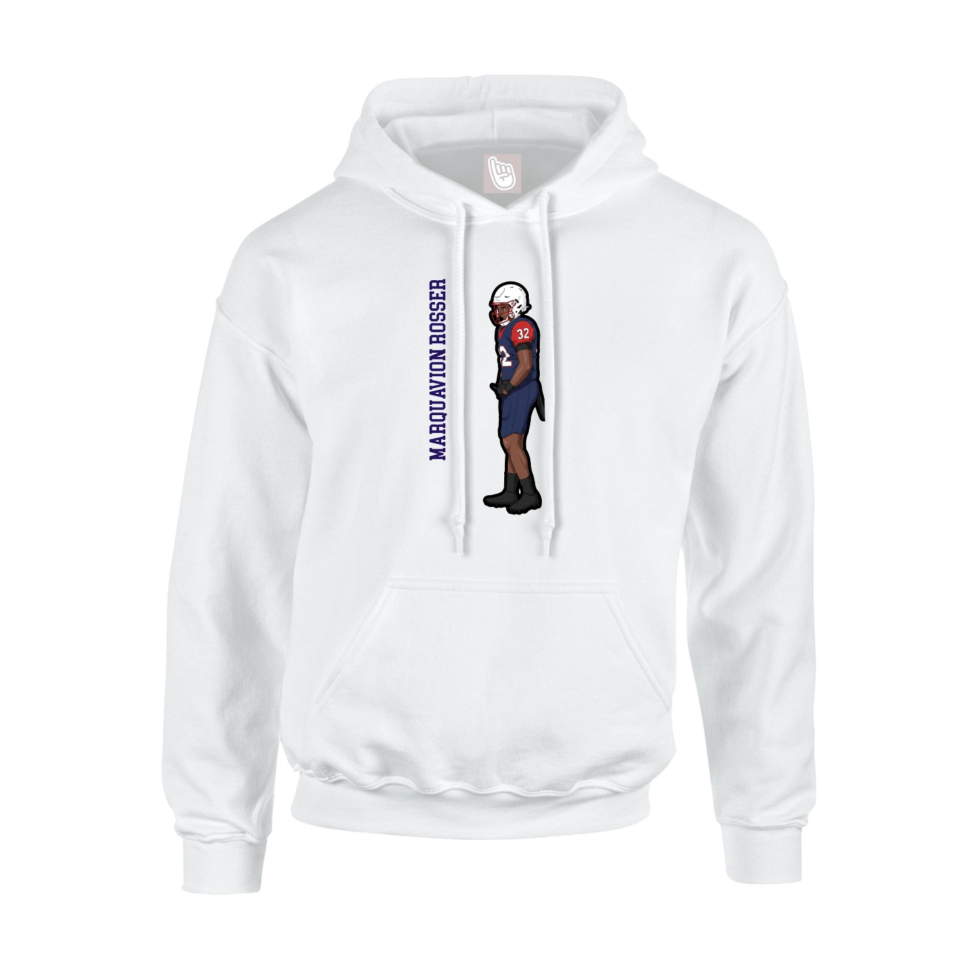Youth Hoodie — Name Vertical in White