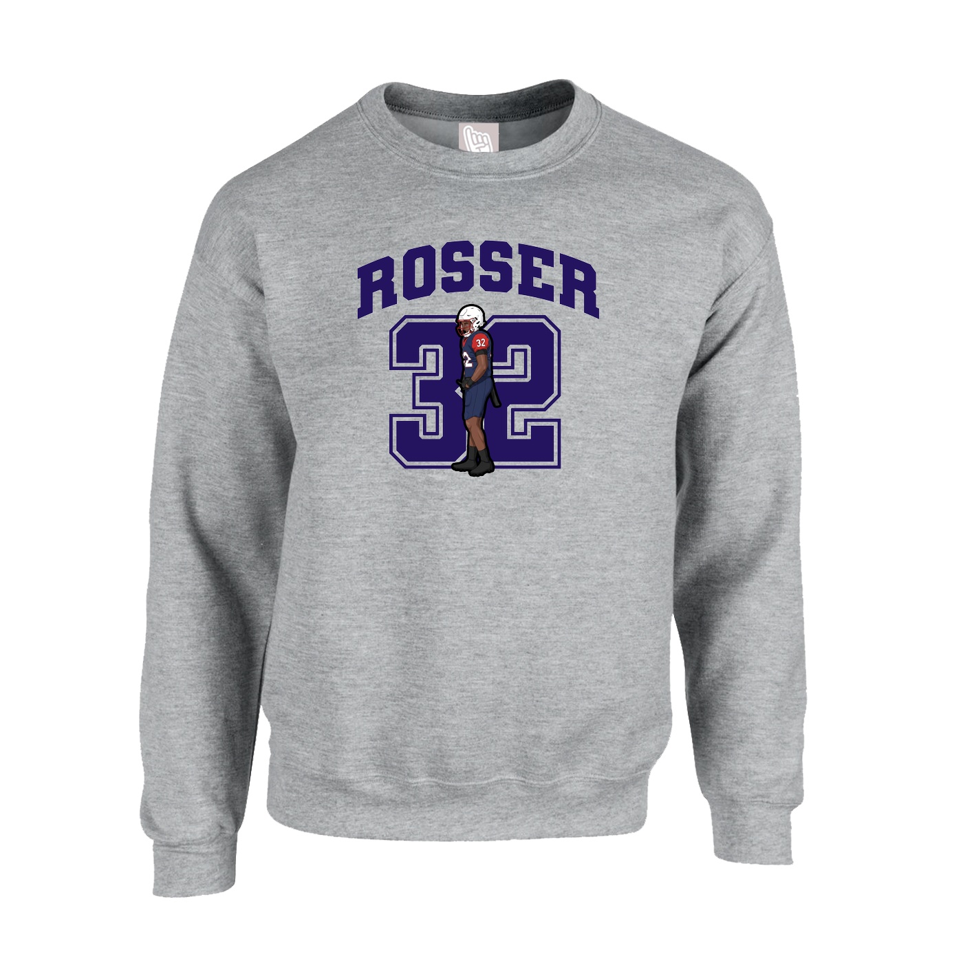 Fleece Crew — Number in Grey