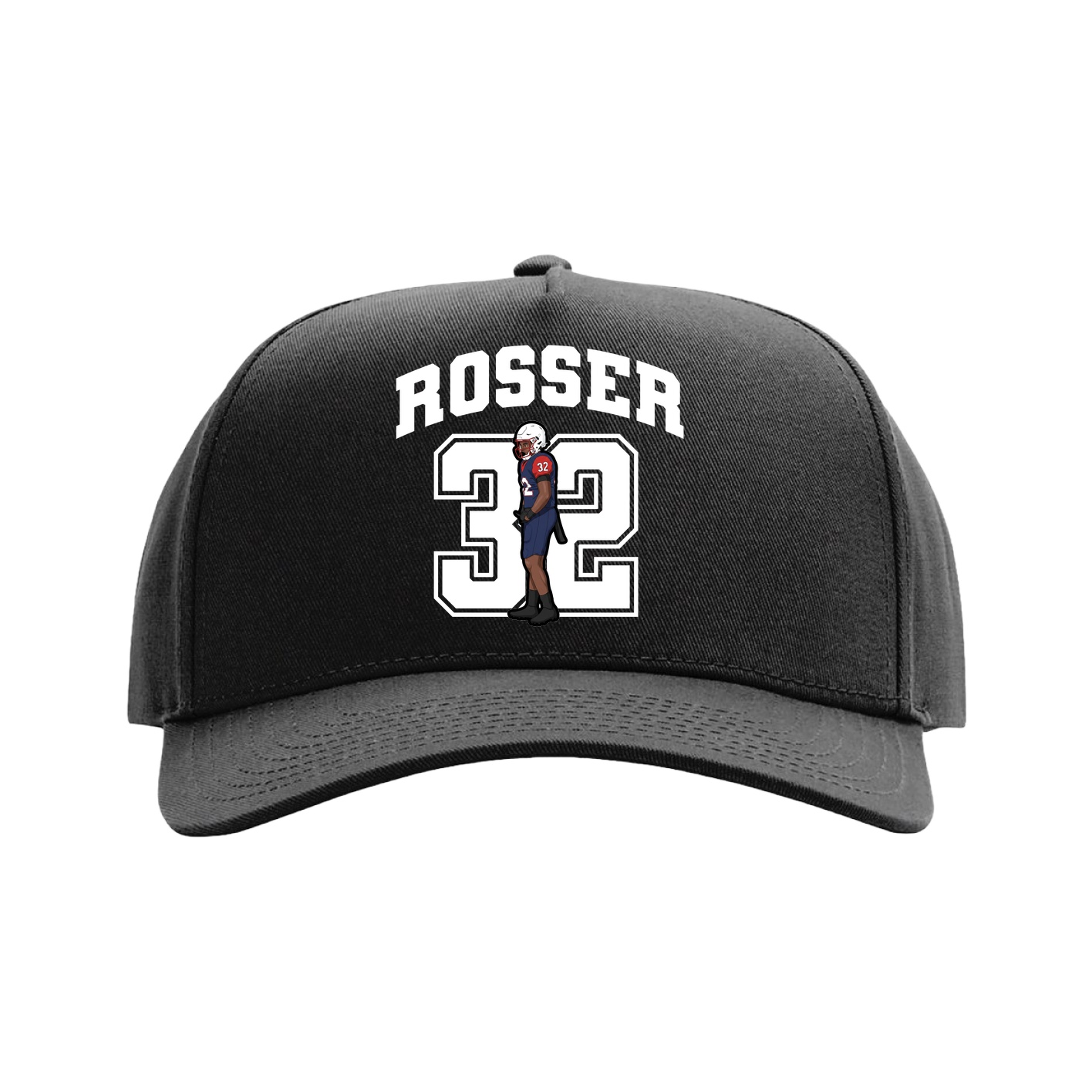 Full Fabric Five-Panel Champ Cap — Number in Black
