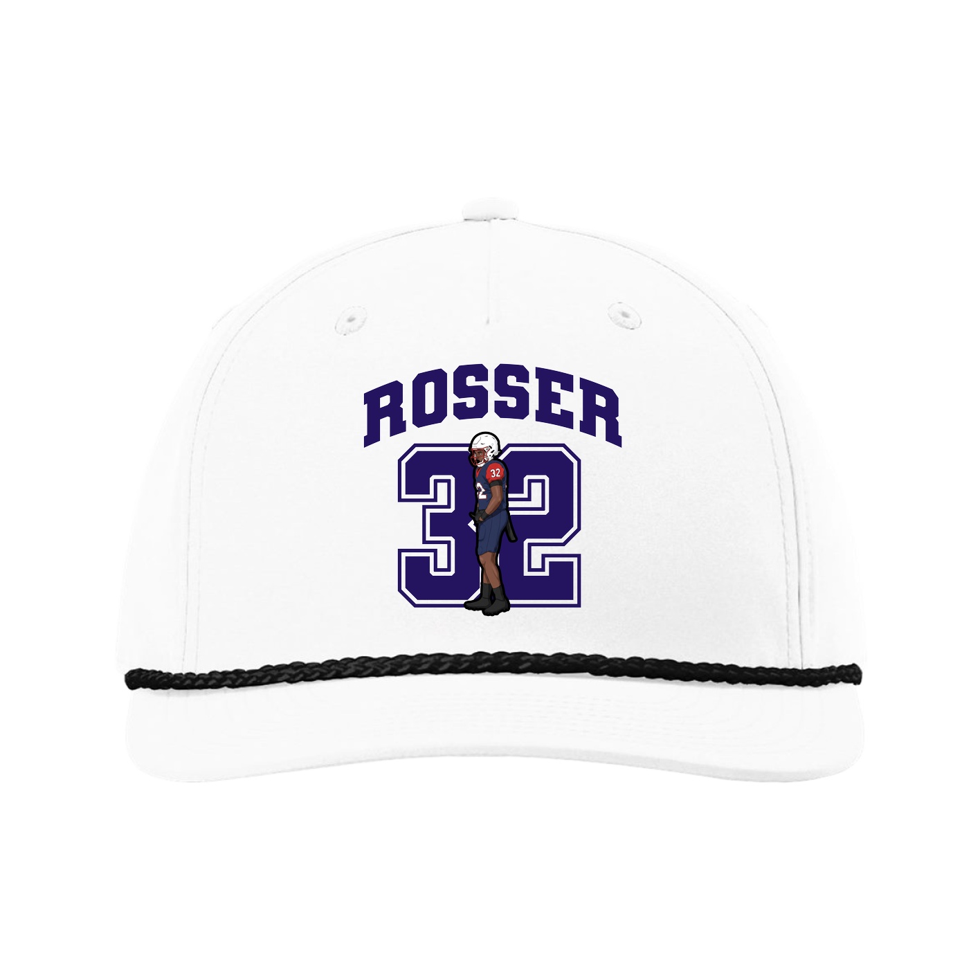 Five-Panel Classic Rope Cap — Number in White