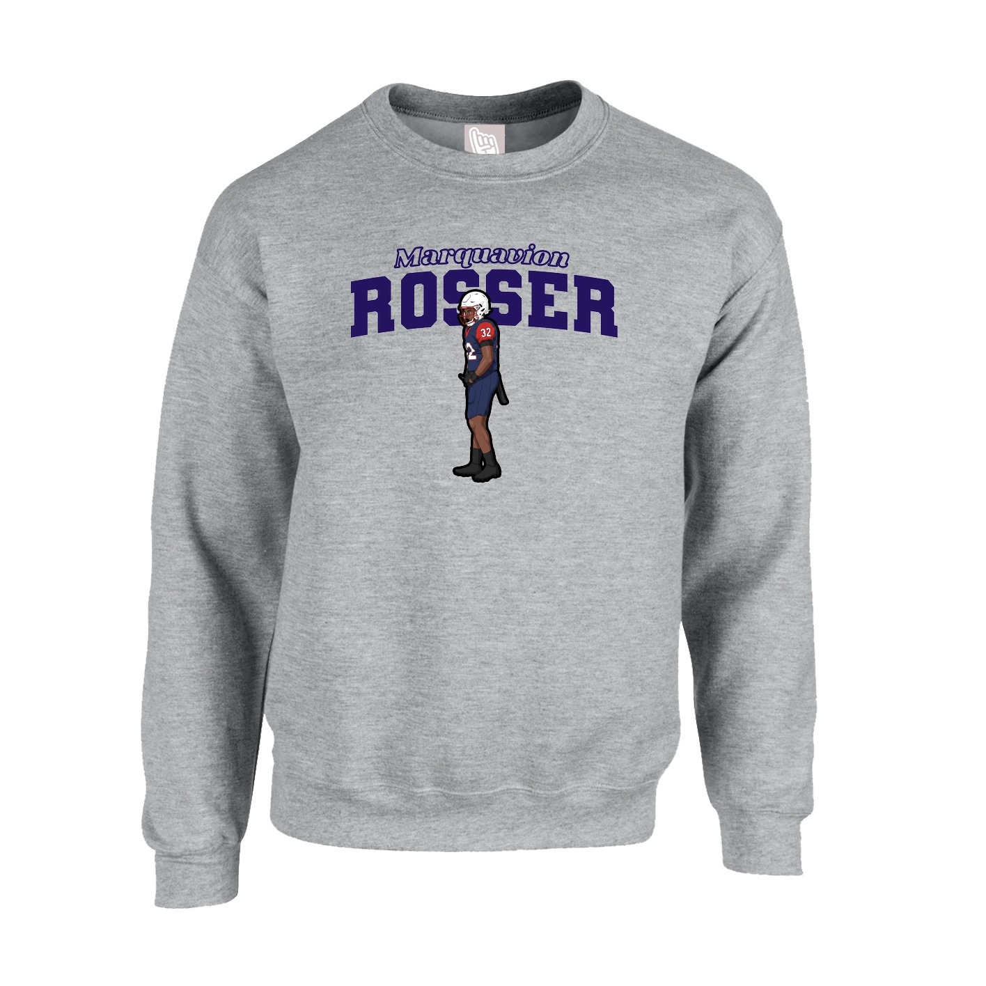 Fleece Crew — Name Arch in Grey