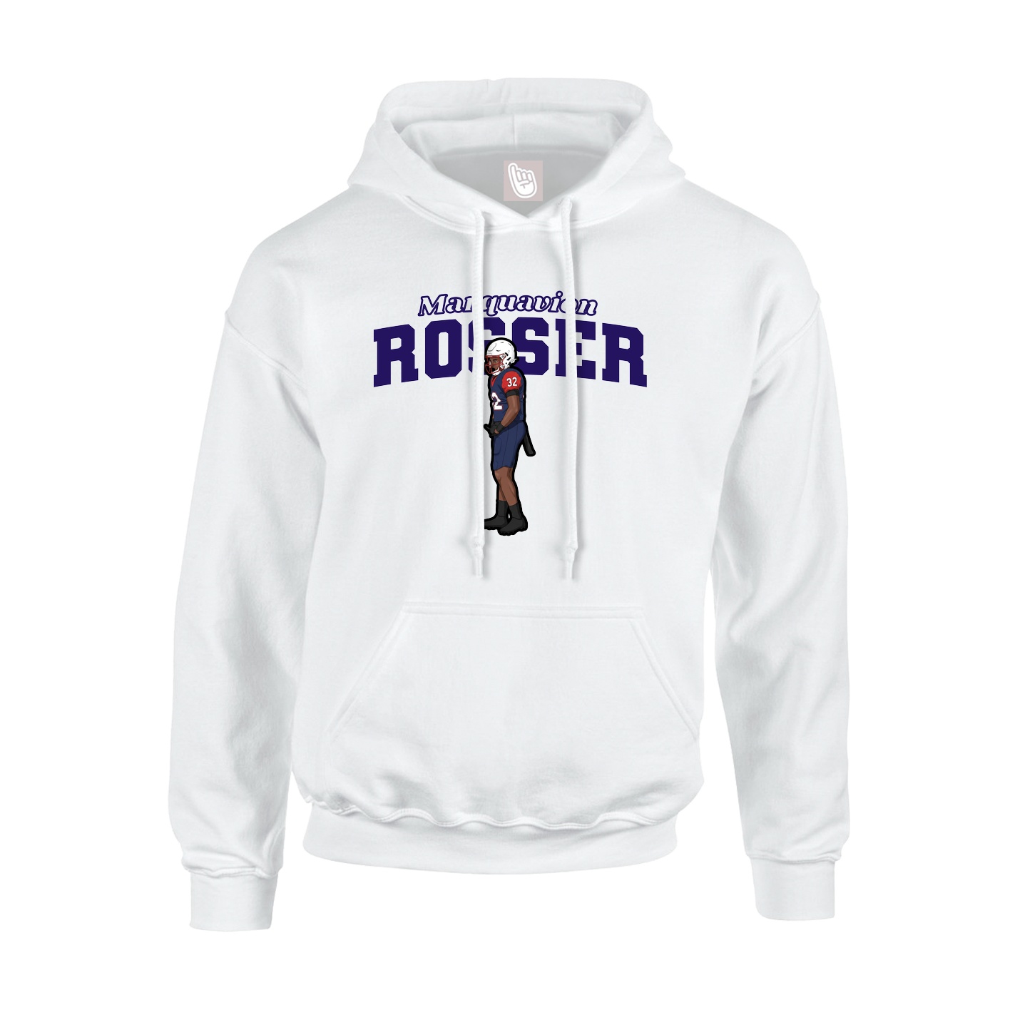 Youth Hoodie — Name Arch in White
